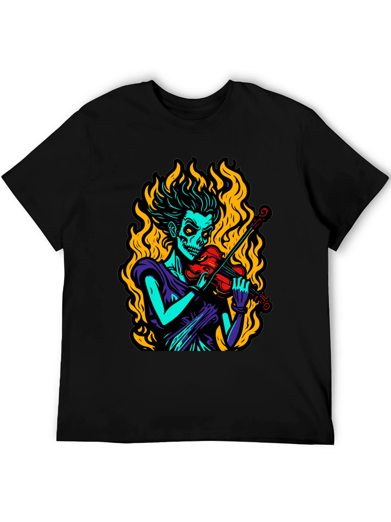 Grim Fiddler Graphic T-Shirt - Unique Skeleton Violin Design