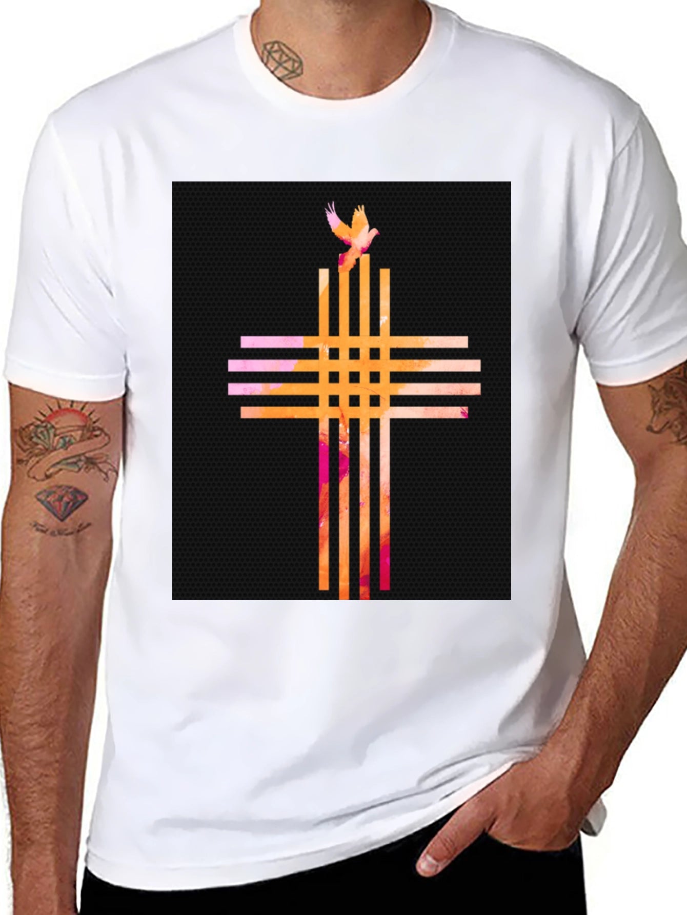 Artistic Cross Graphic Tee - Modern Religious Apparel