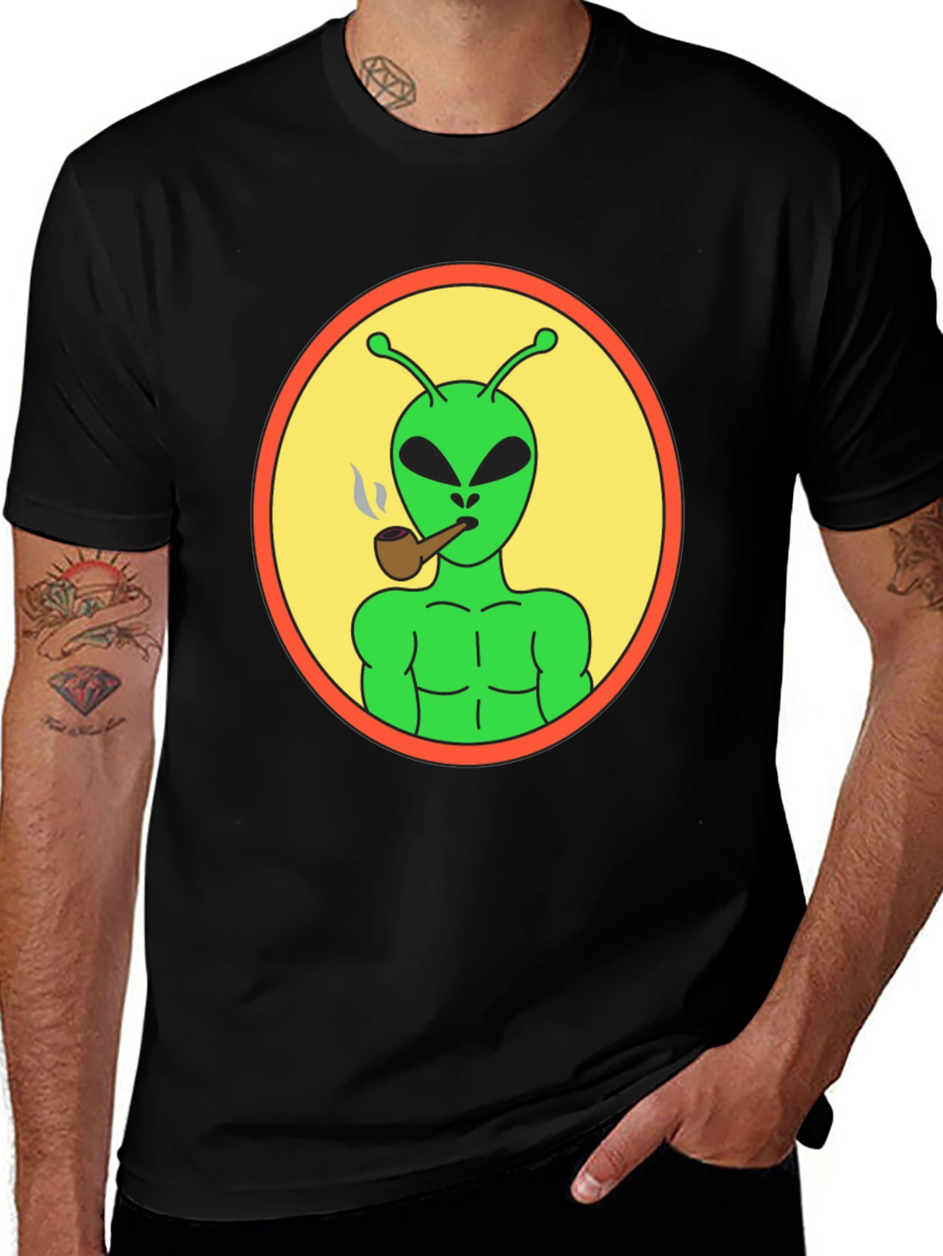Alien Smoking Pipe T-Shirt - Black