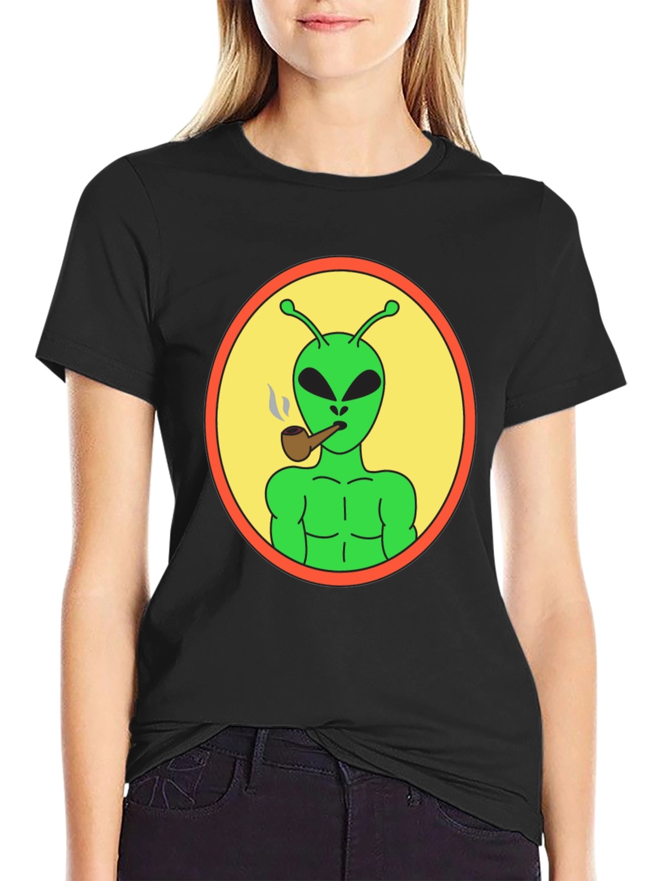Alien Smoking Pipe T-Shirt - Black