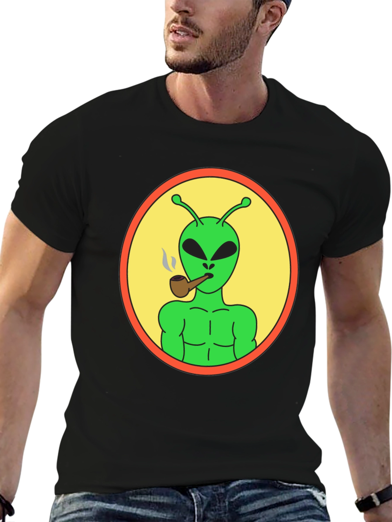 Alien Smoking Pipe T-Shirt - Black