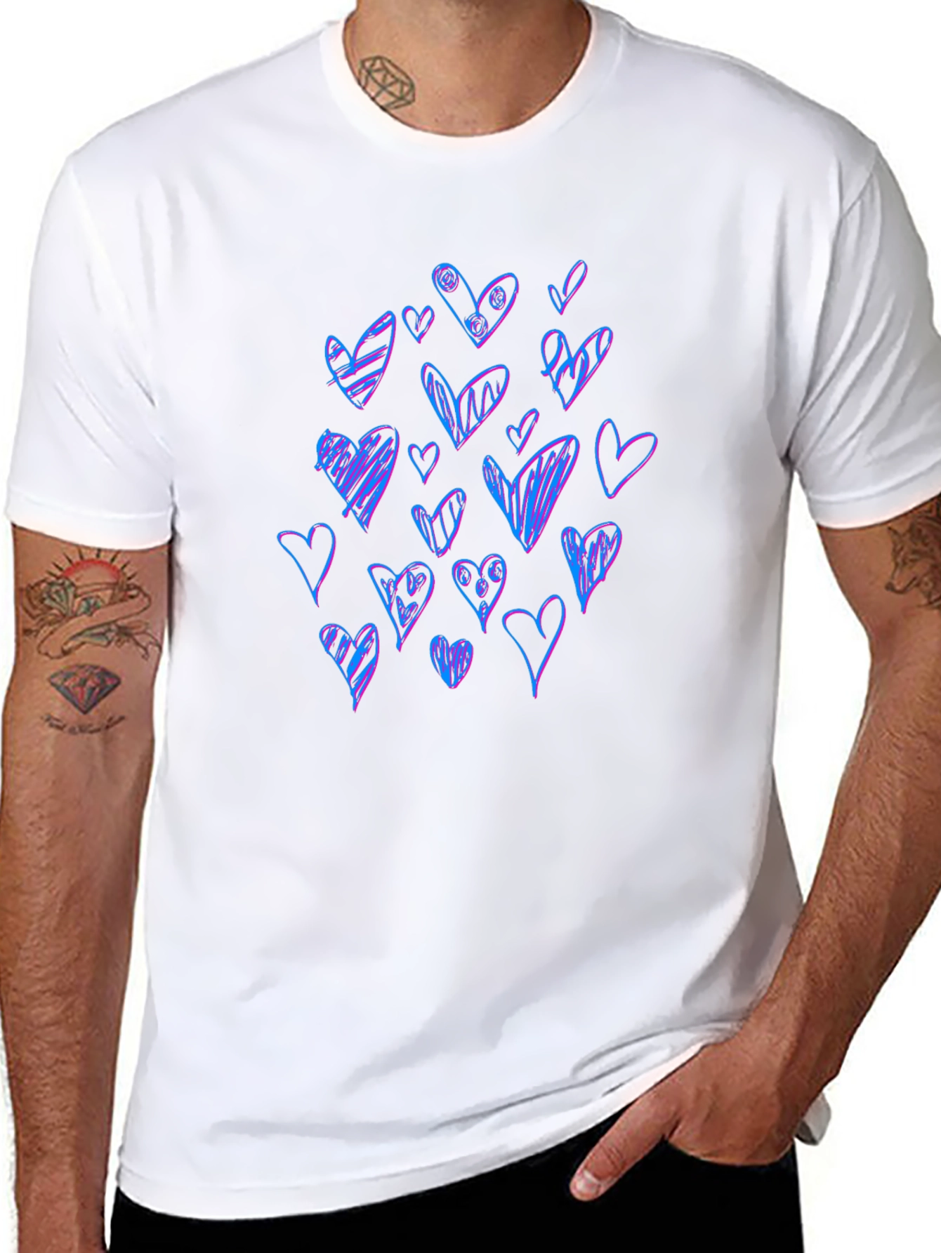 Heart Scribble Graphic Black T-Shirt