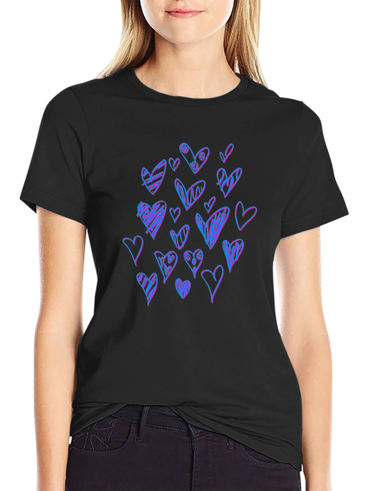 Heart Scribble Graphic Black T-Shirt