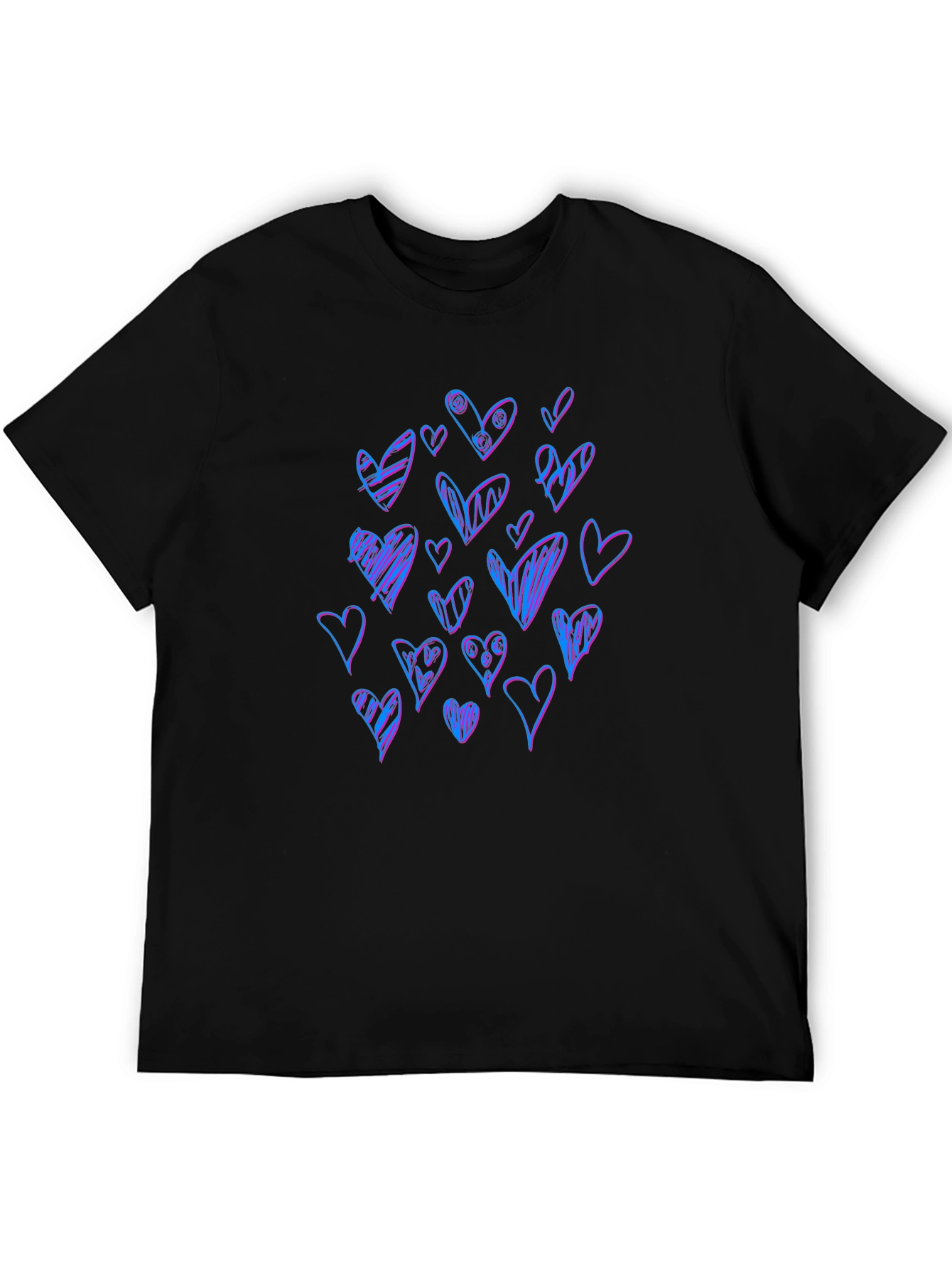 Heart Scribble Graphic Black T-Shirt