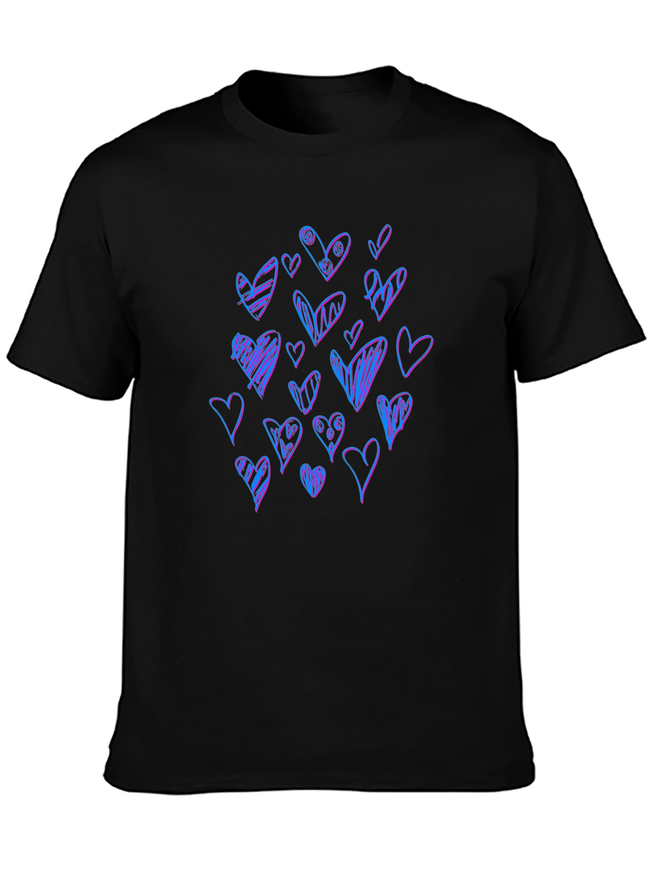 Heart Scribble Graphic Black T-Shirt