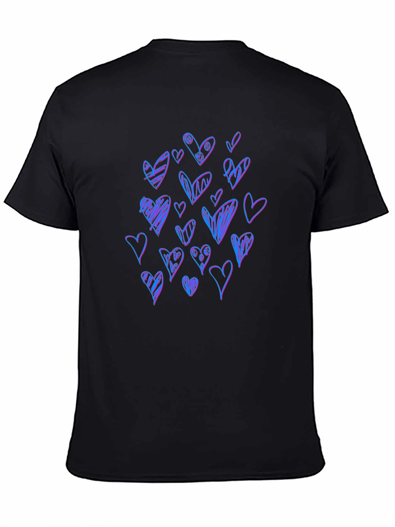 Heart Scribble Graphic Black T-Shirt