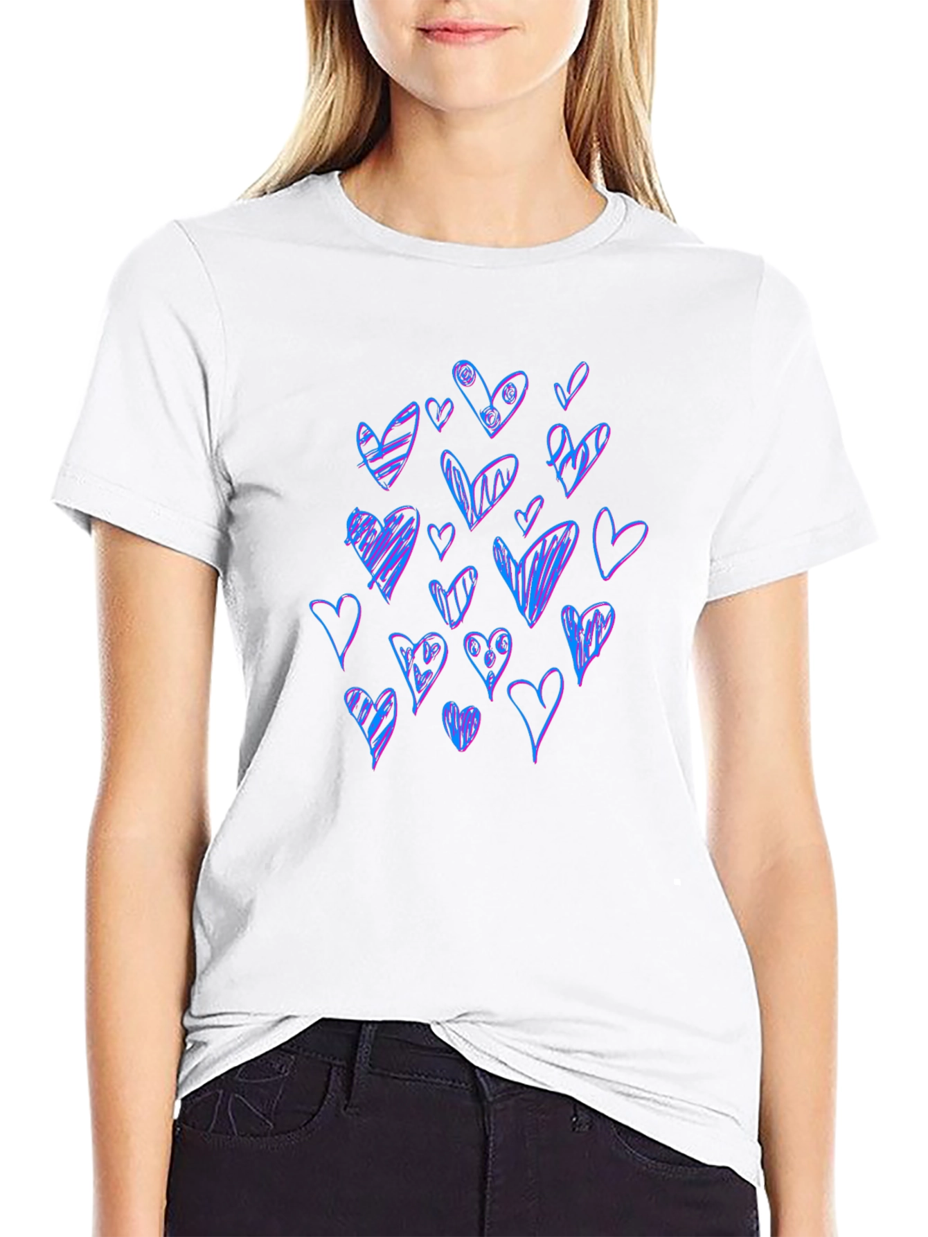 Heart Scribble Graphic Black T-Shirt