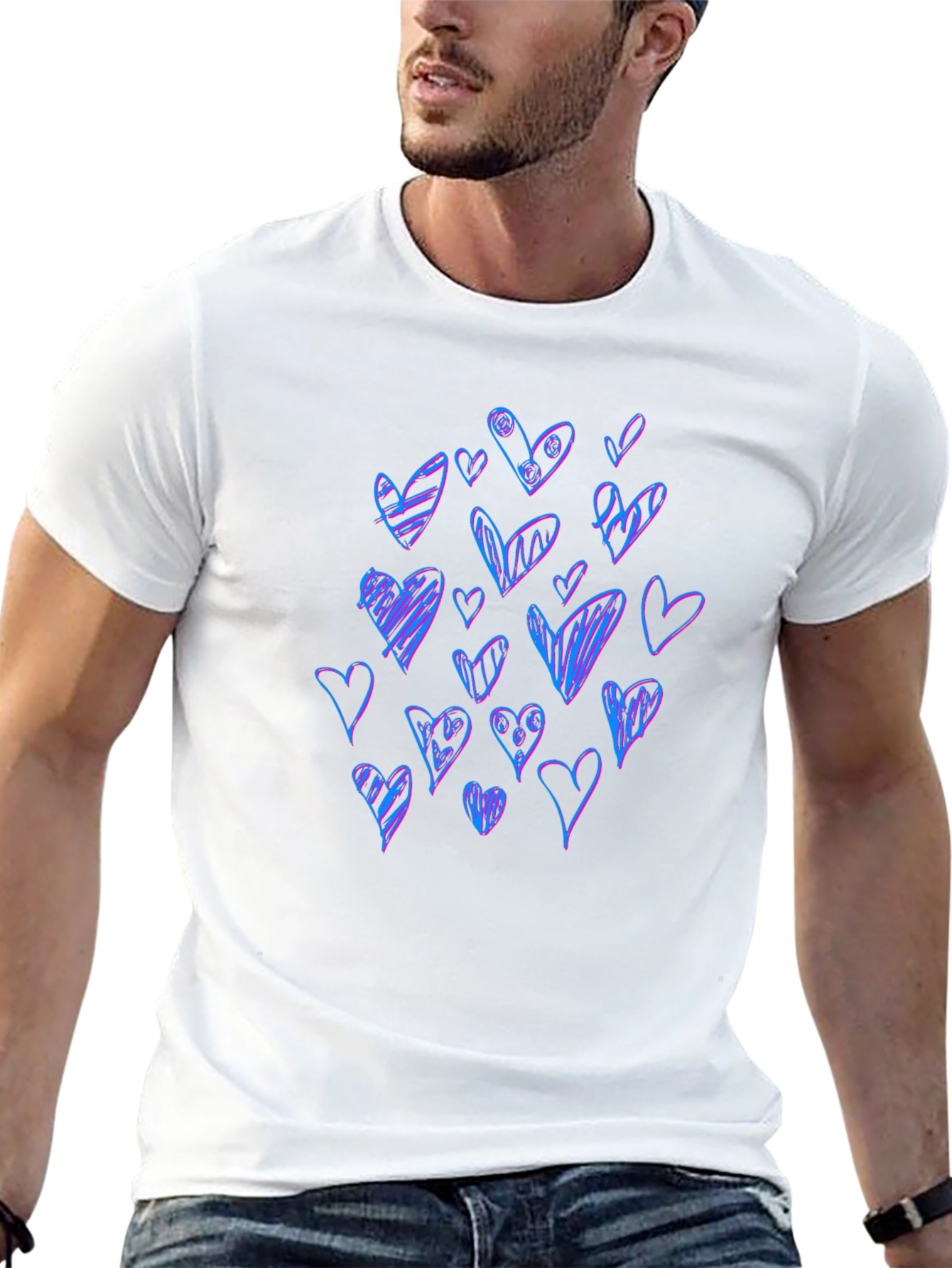 Heart Scribble Graphic Black T-Shirt