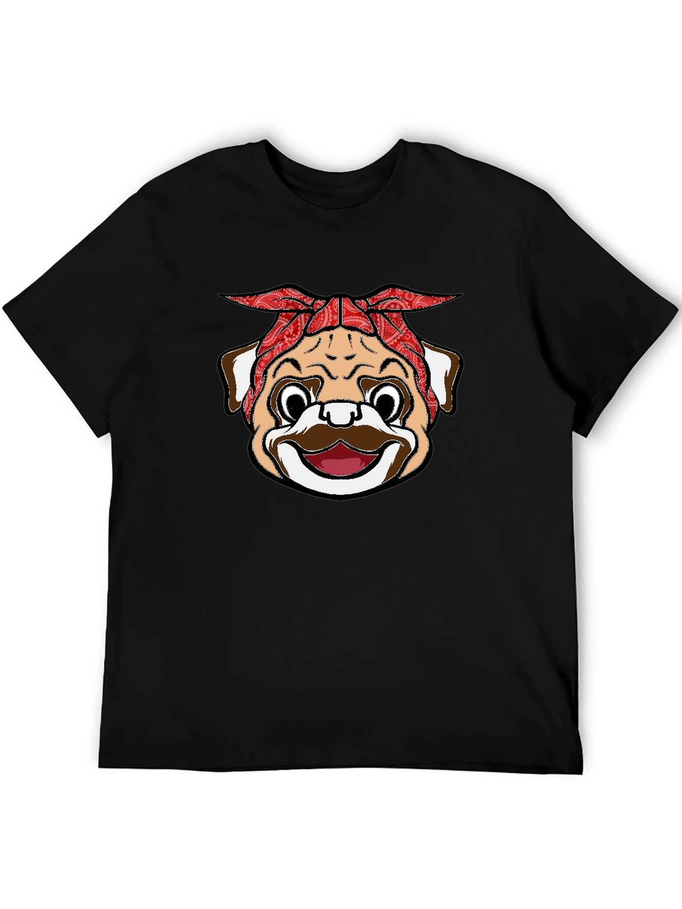 Bandana Pug Graphic Black T-Shirt