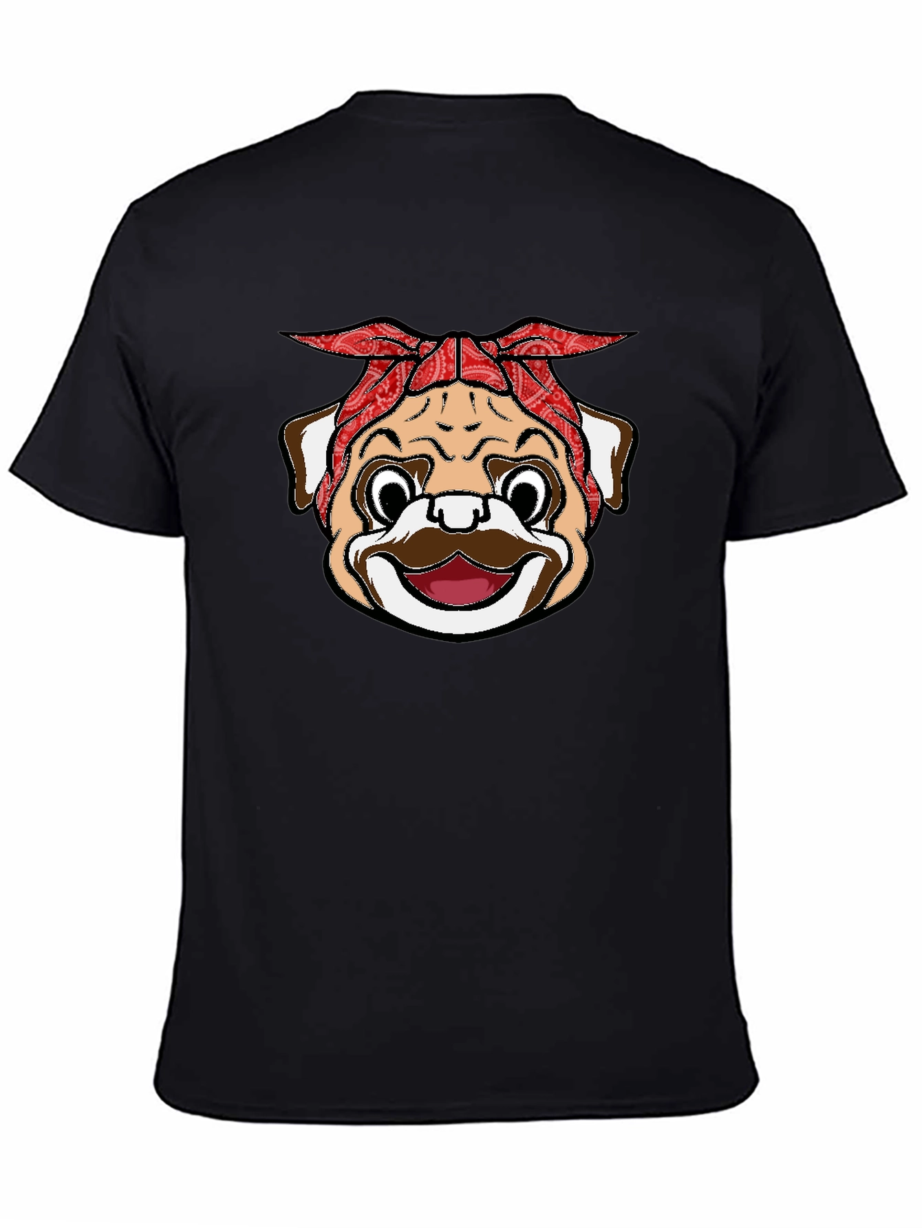 Bandana Pug Graphic Black T-Shirt