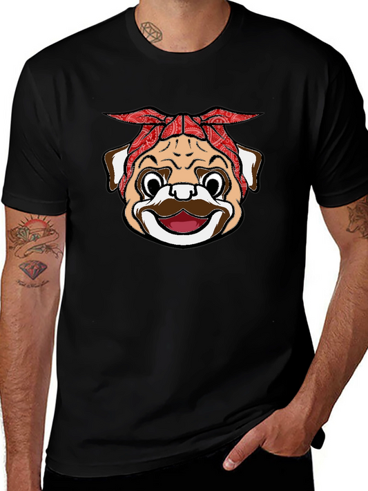 Bandana Pug Graphic Black T-Shirt