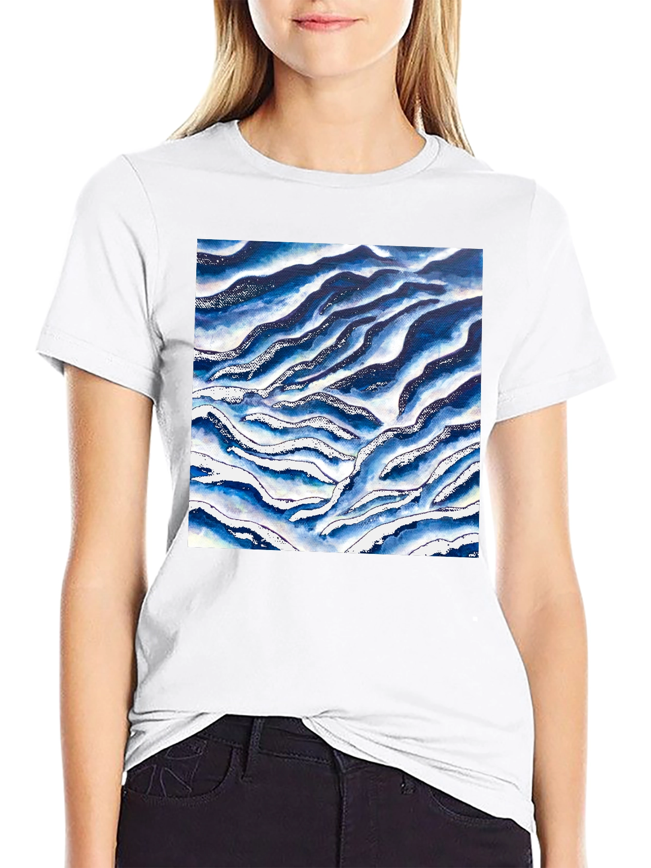 Abstract Wave Print Tee - Stylish Casual Wear