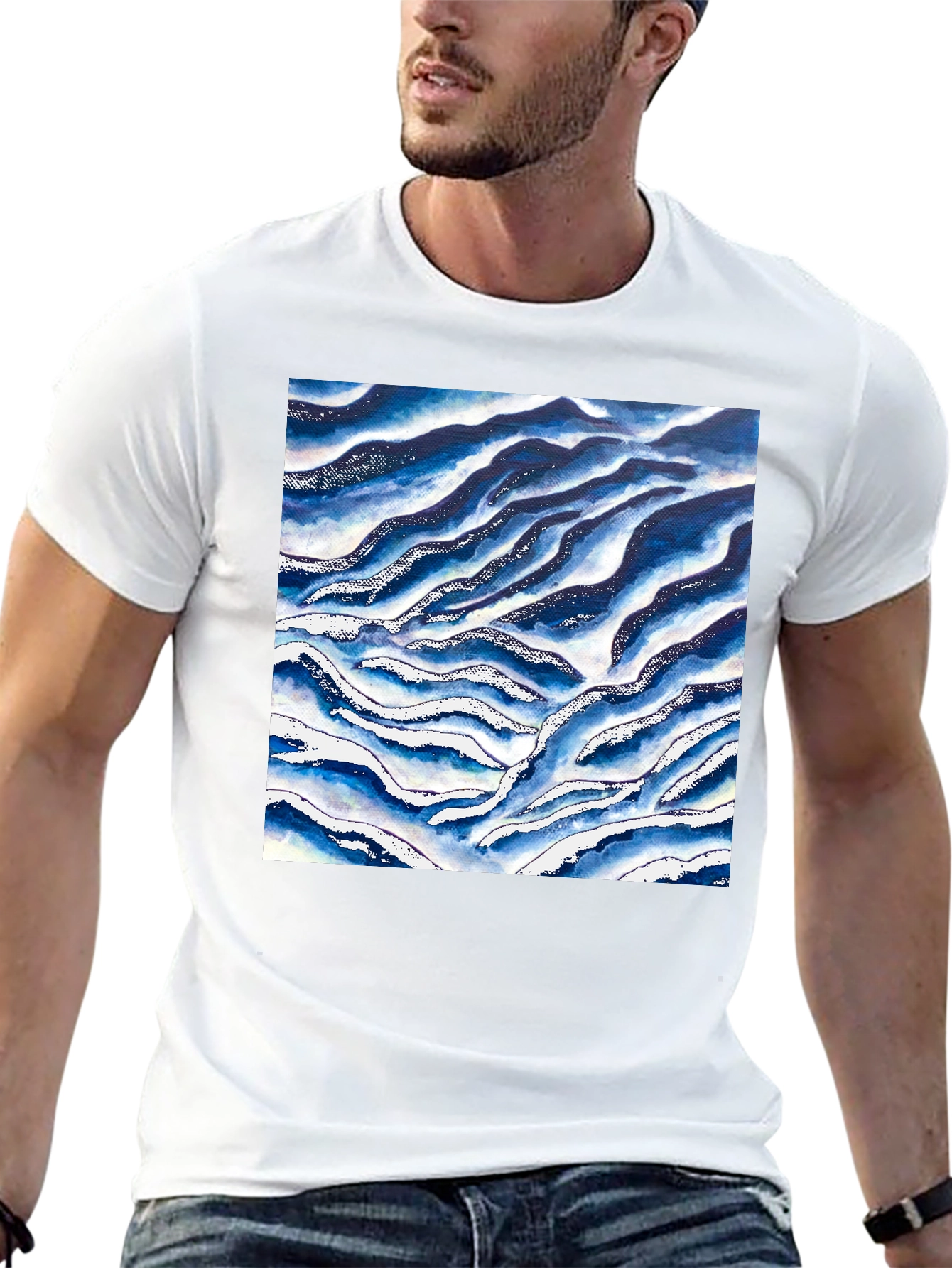 Abstract Wave Print Tee - Stylish Casual Wear