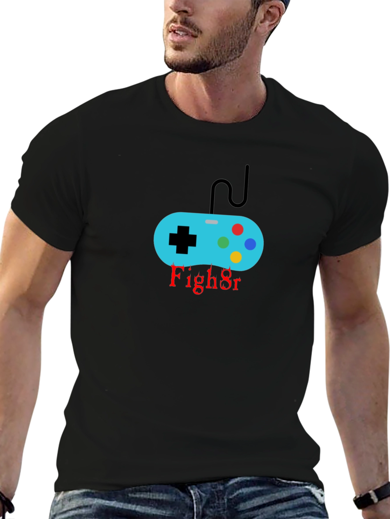 Gamer Controller Black T-Shirt - Fight On!