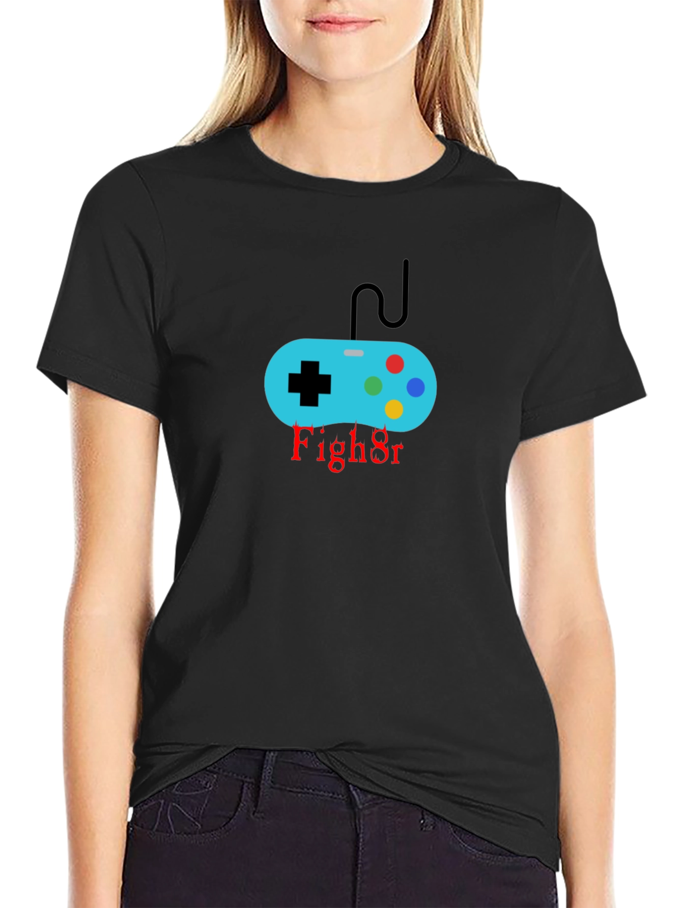 Gamer Controller Black T-Shirt - Fight On!