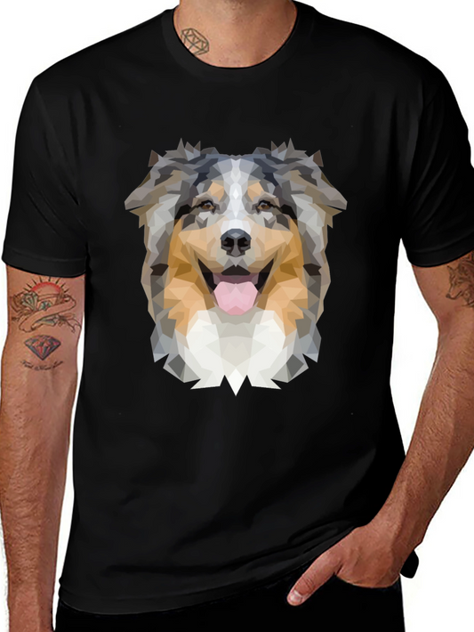 Geometric Dog T-Shirt - Australian Shepherd Design