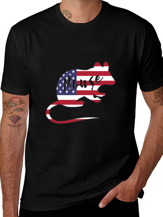 American Flag Mouse Graphic T-Shirt