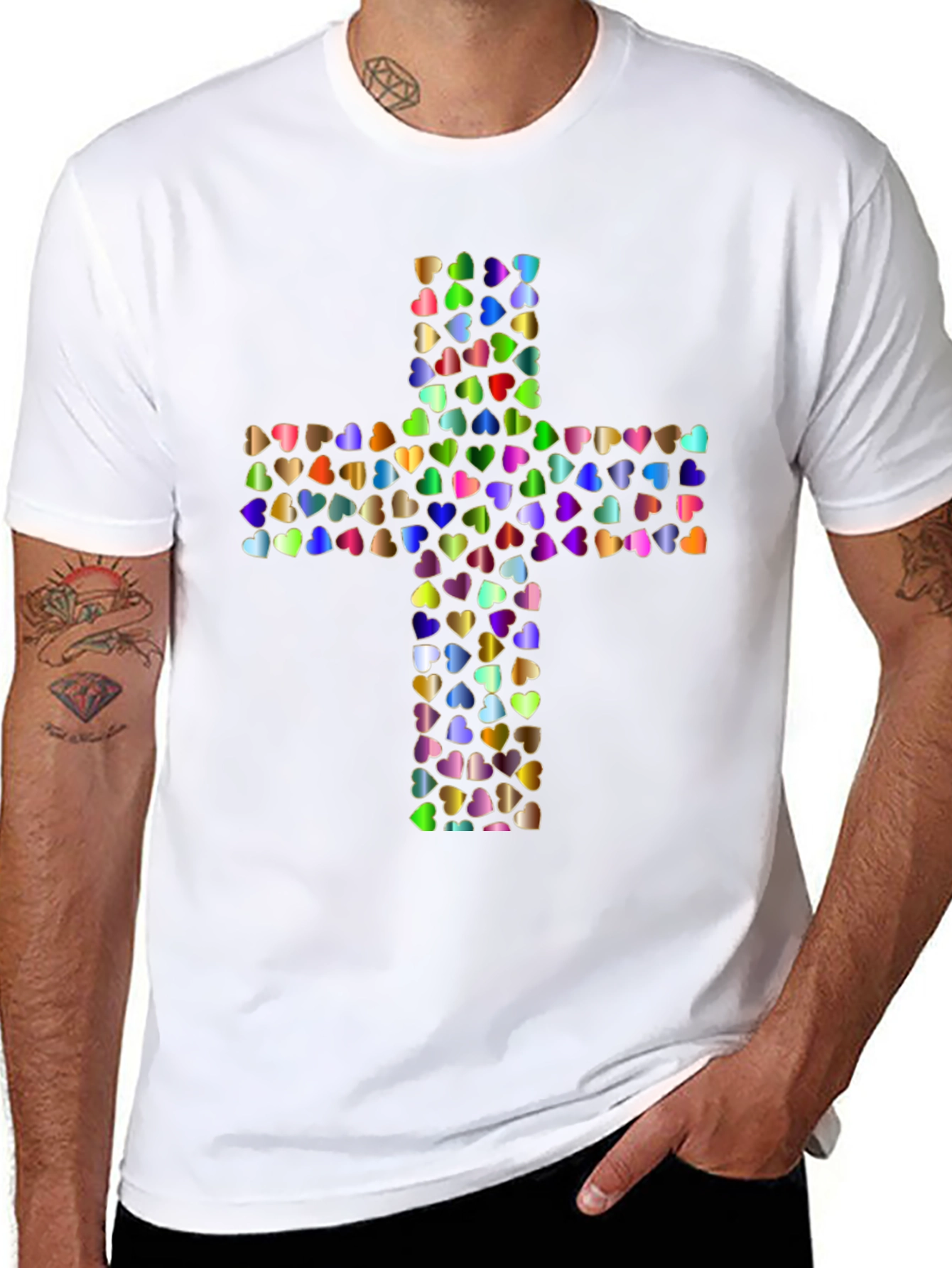 Heart Cross Graphic Black T-Shirt