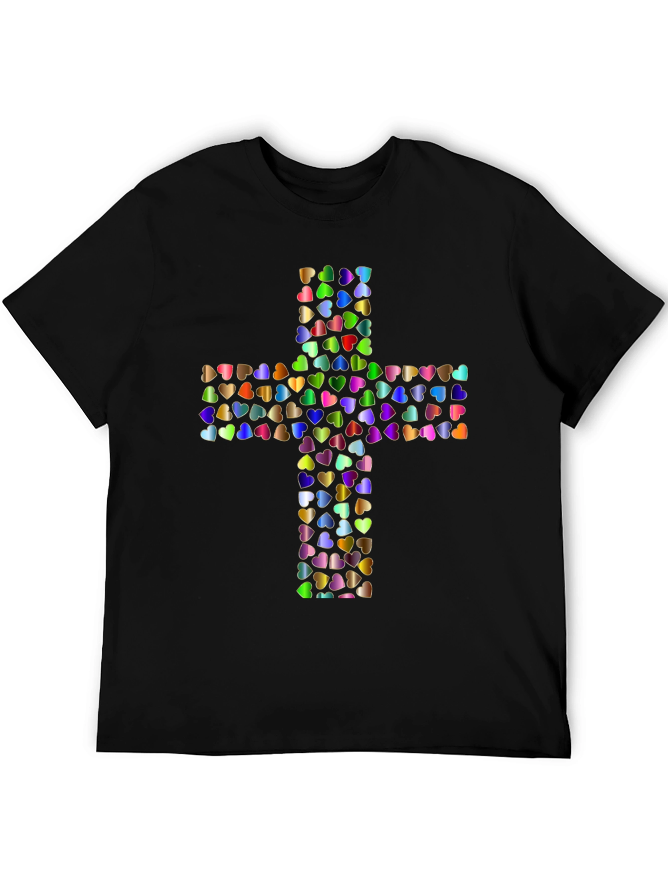 Heart Cross Graphic Black T-Shirt