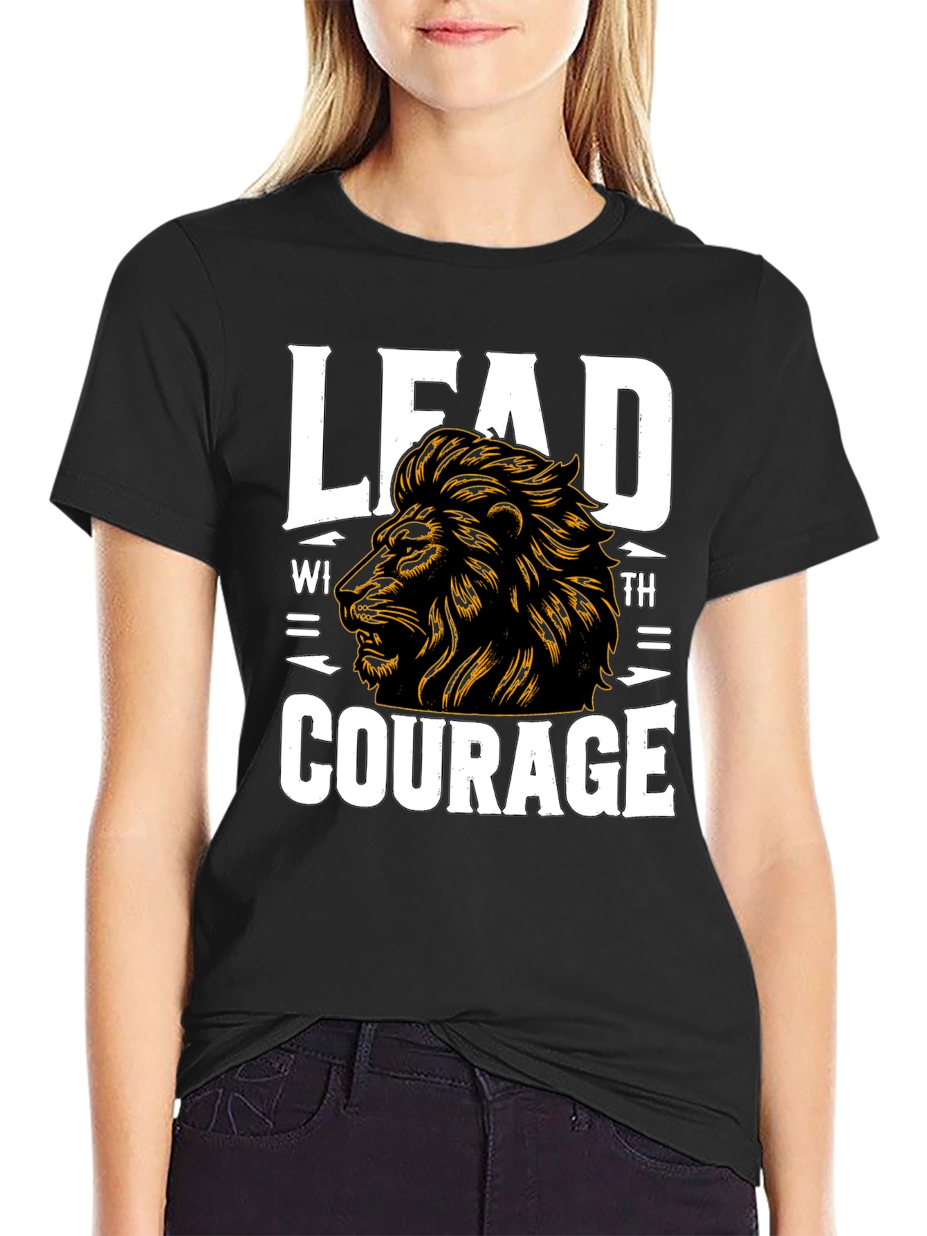 Lead with Courage Lion Graphic T-Shirt