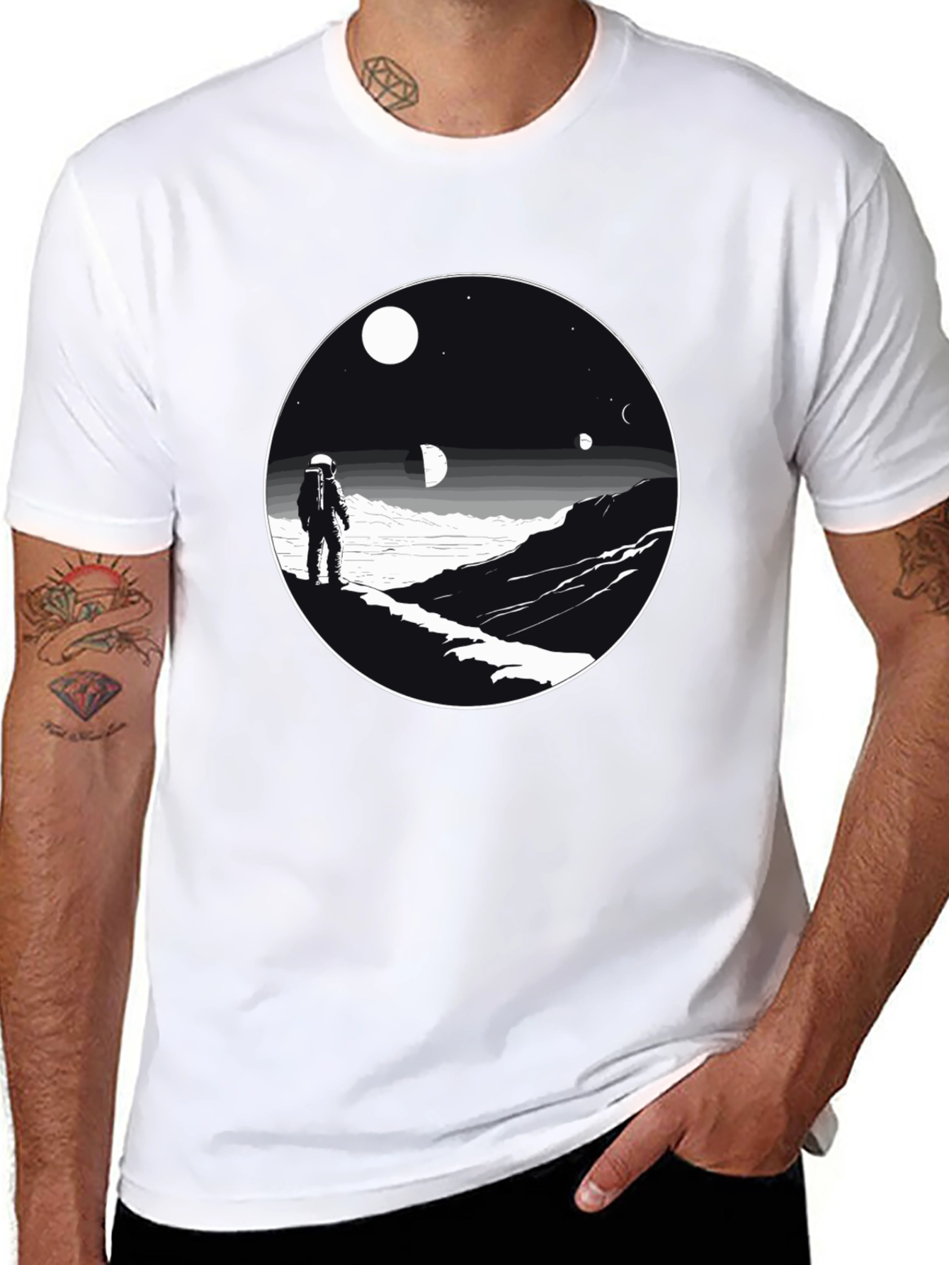 Astronaut Scene Graphic Tee - Black