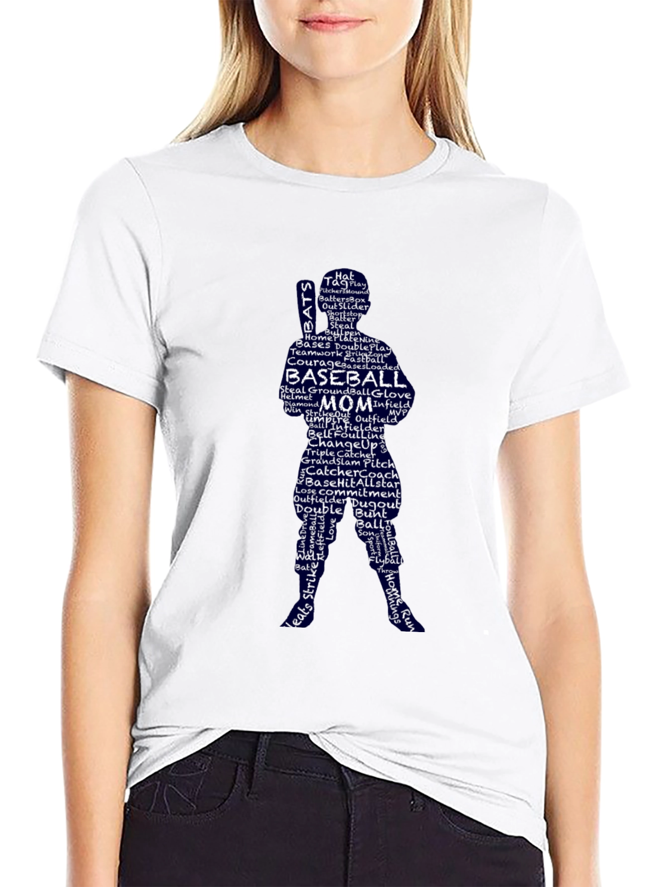 Baseball Mom Word Art T-Shirt - Pitcher Silhouette