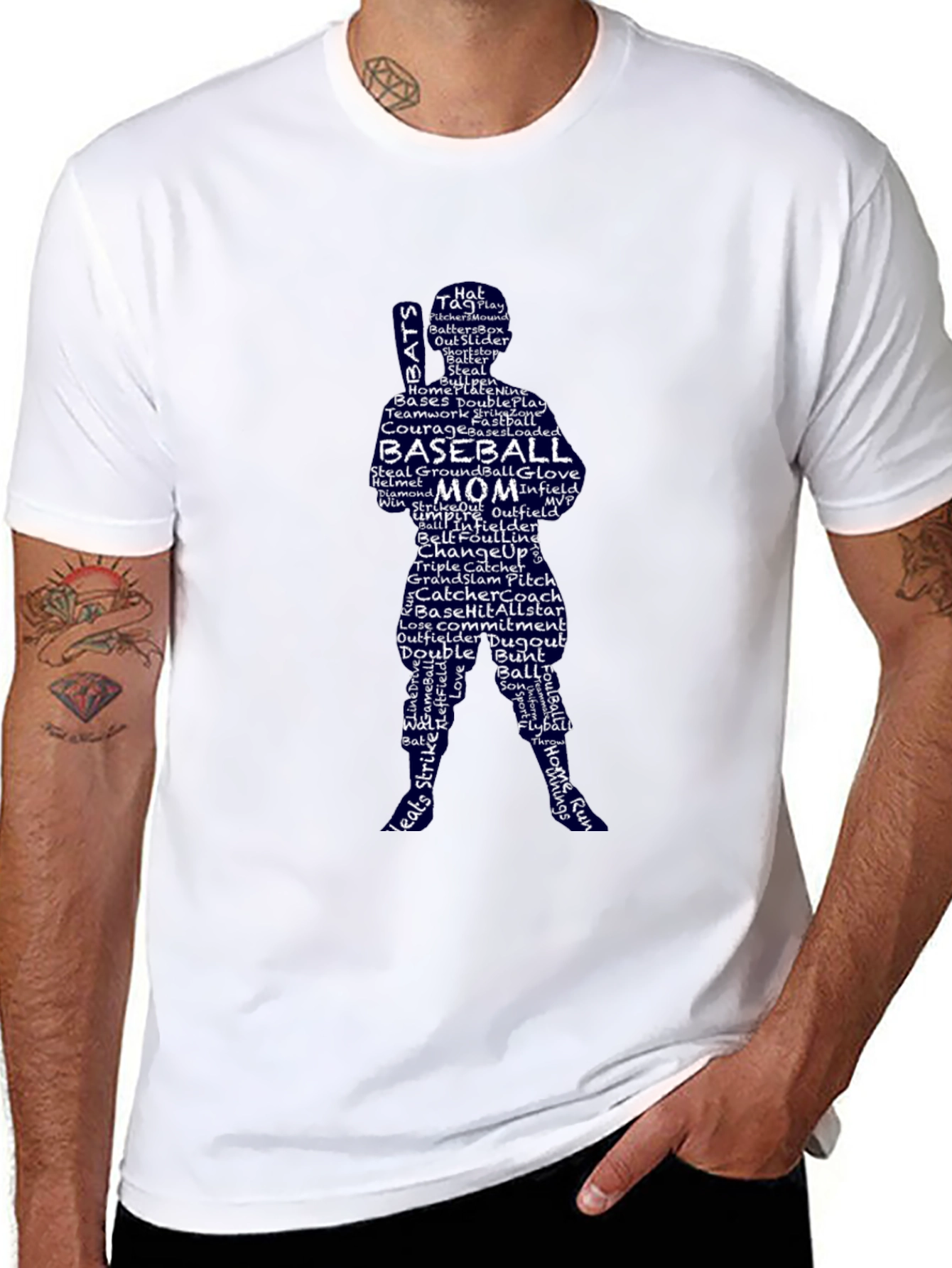Baseball Mom Word Art T-Shirt - Pitcher Silhouette