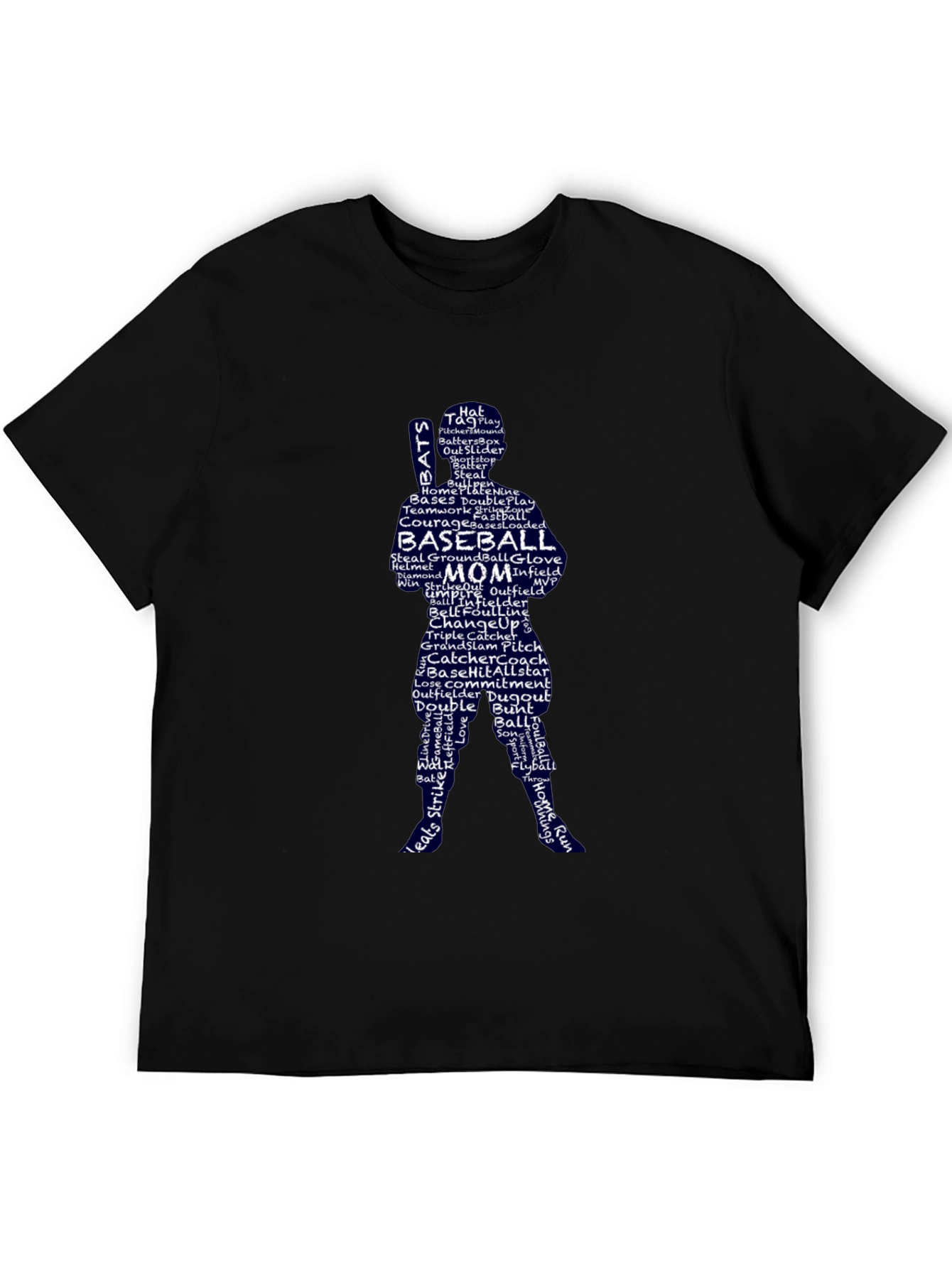 Baseball Mom Word Art T-Shirt - Pitcher Silhouette