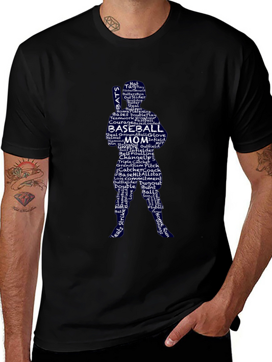 Baseball Mom Word Art T-Shirt - Pitcher Silhouette