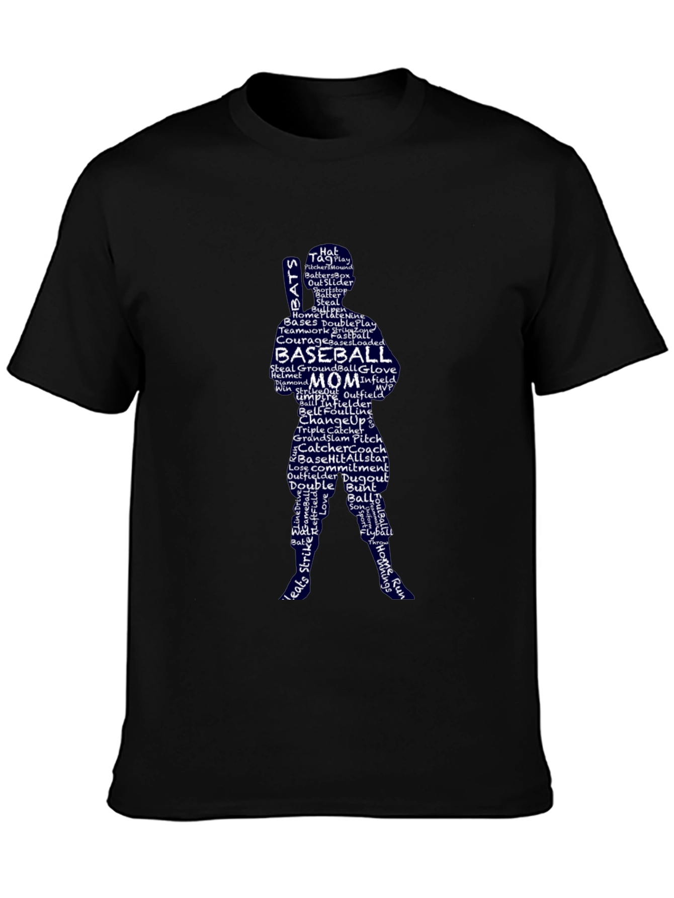 Baseball Mom Word Art T-Shirt - Pitcher Silhouette