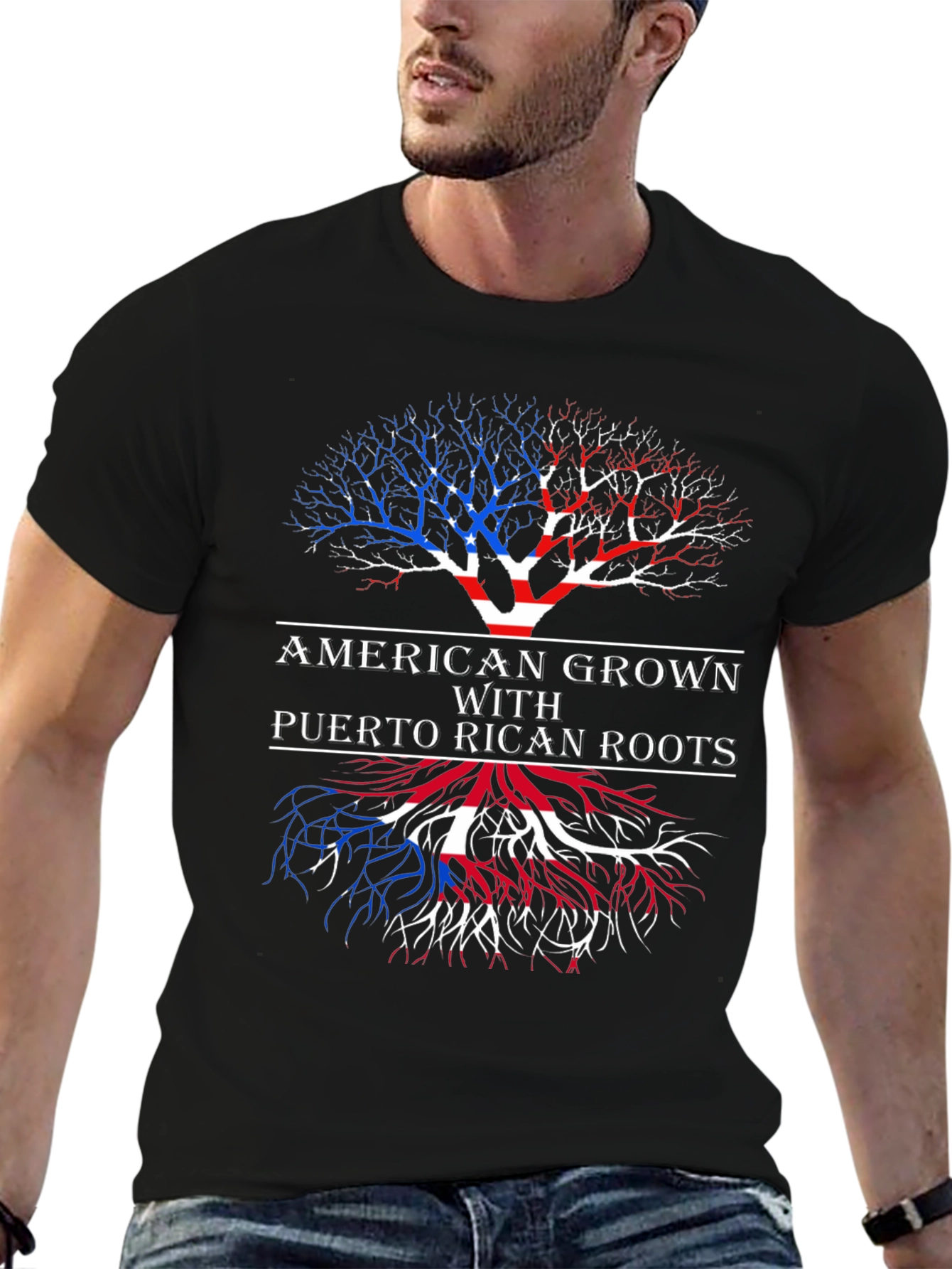 American Grown Puerto Rican Roots Tree T-Shirt