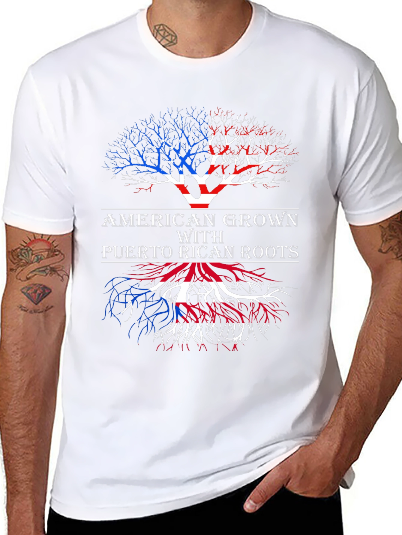 American Grown Puerto Rican Roots Tree T-Shirt