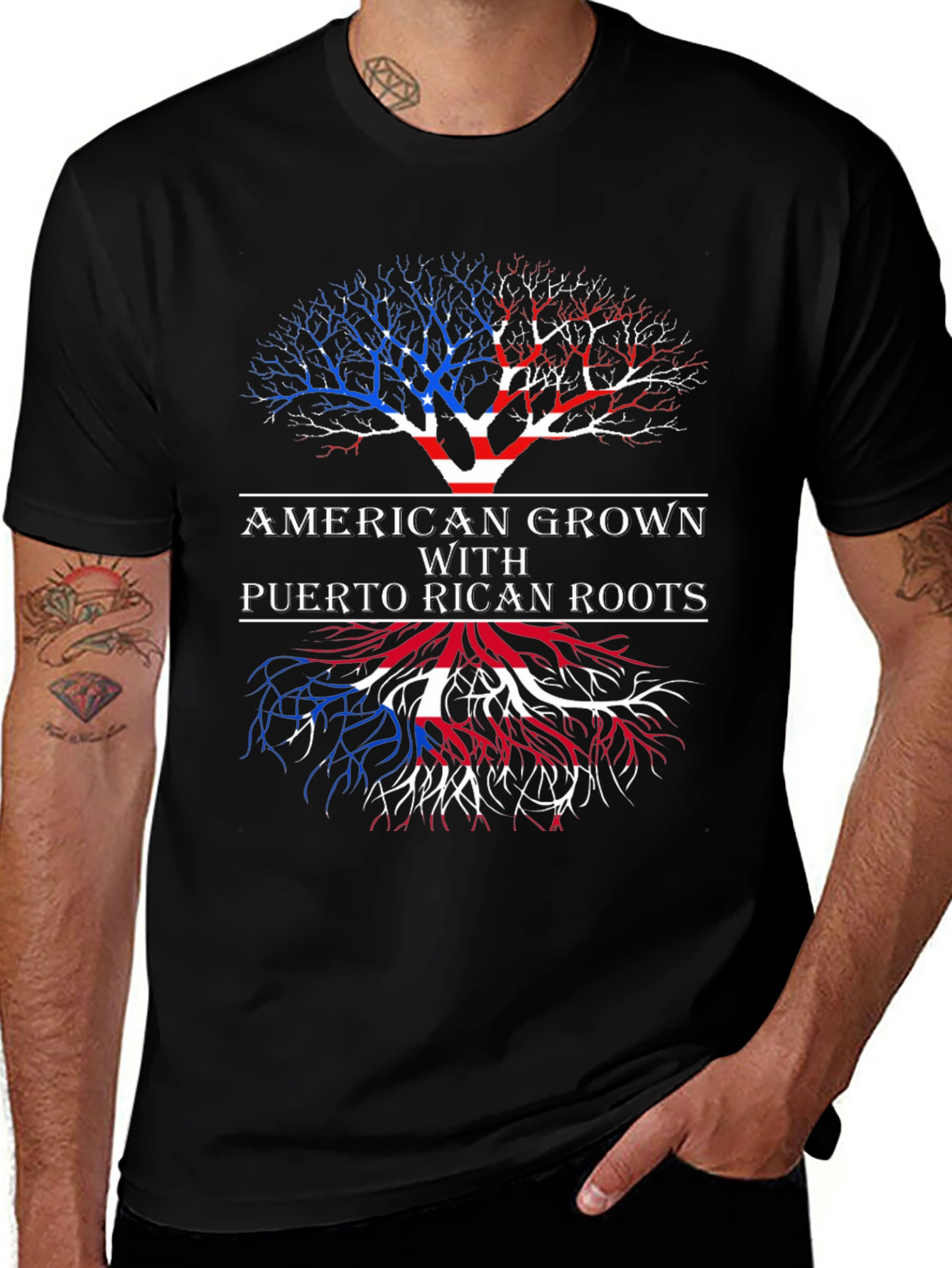 American Grown Puerto Rican Roots Tree T-Shirt