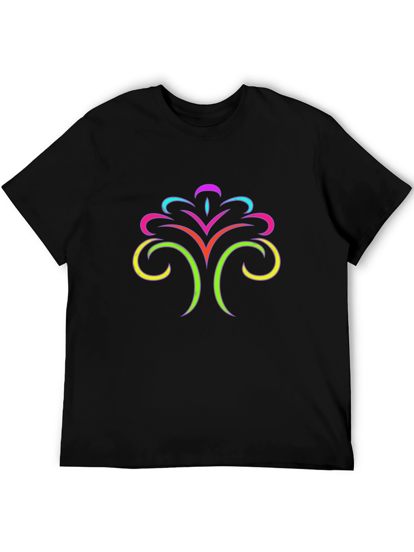 Abstract Swirl Design Black T-Shirt