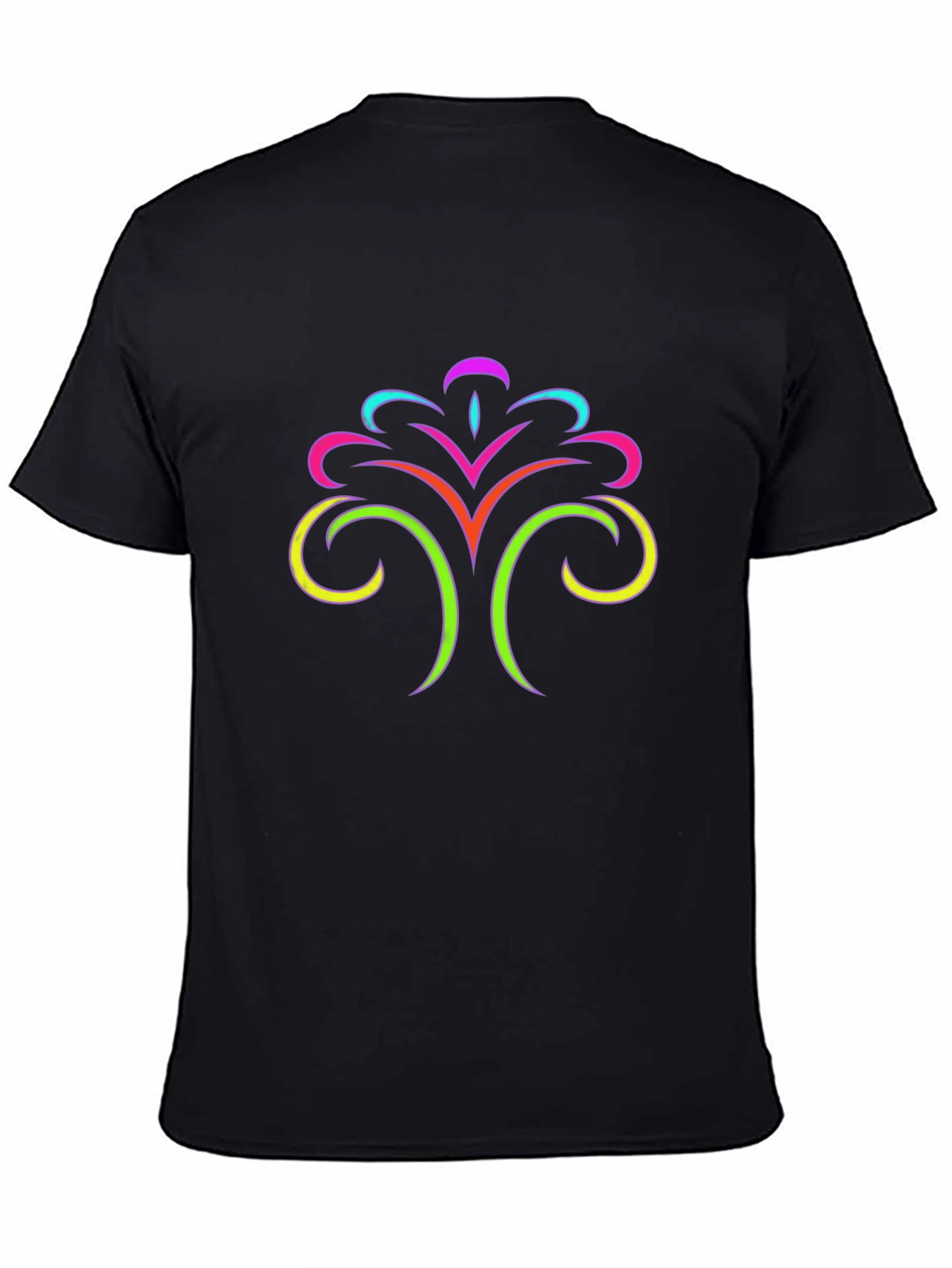 Abstract Swirl Design Black T-Shirt
