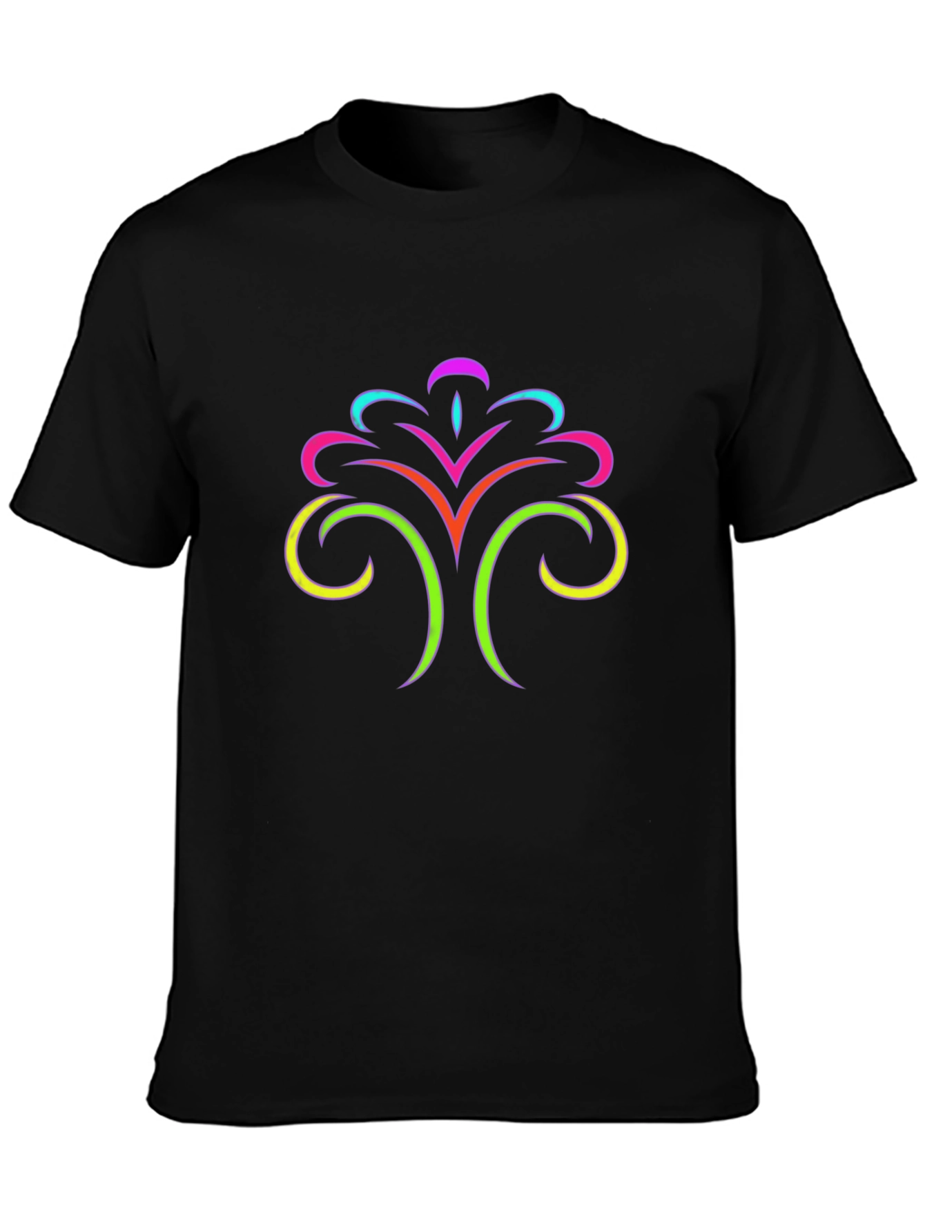 Abstract Swirl Design Black T-Shirt