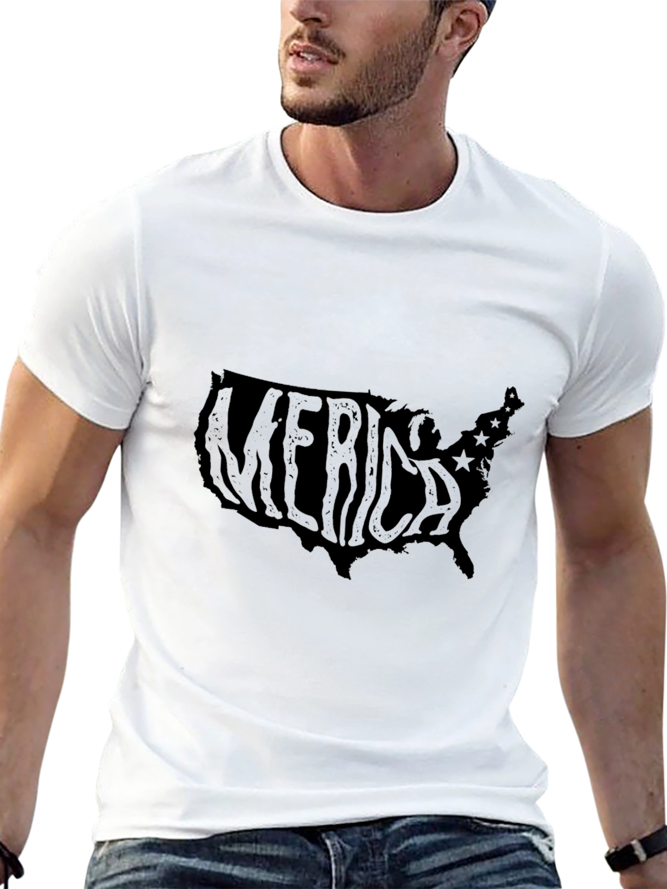 America Map Graphic T-Shirt - Patriotic Style