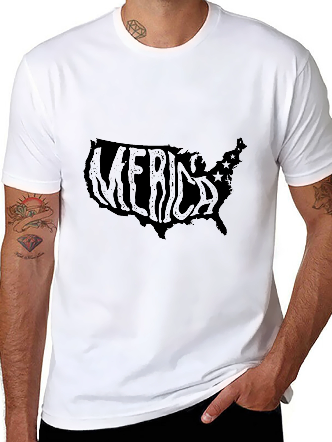 America Map Graphic T-Shirt - Patriotic Style