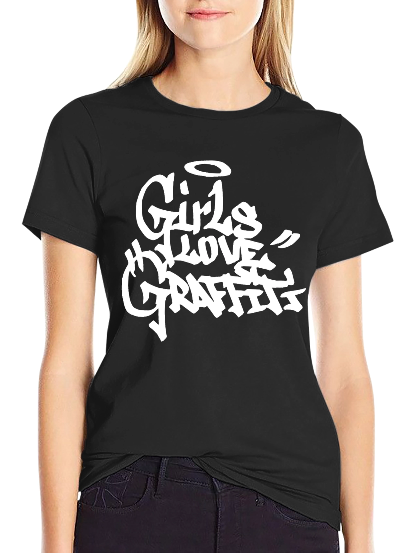 Girls Love Graffiti Black T-Shirt