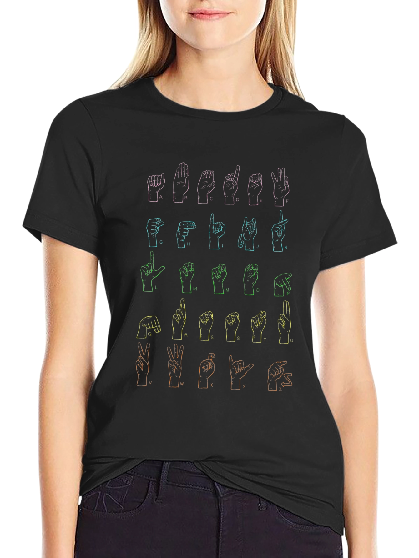 ASL Alphabet Graphic Tee - Sign Language Shirt