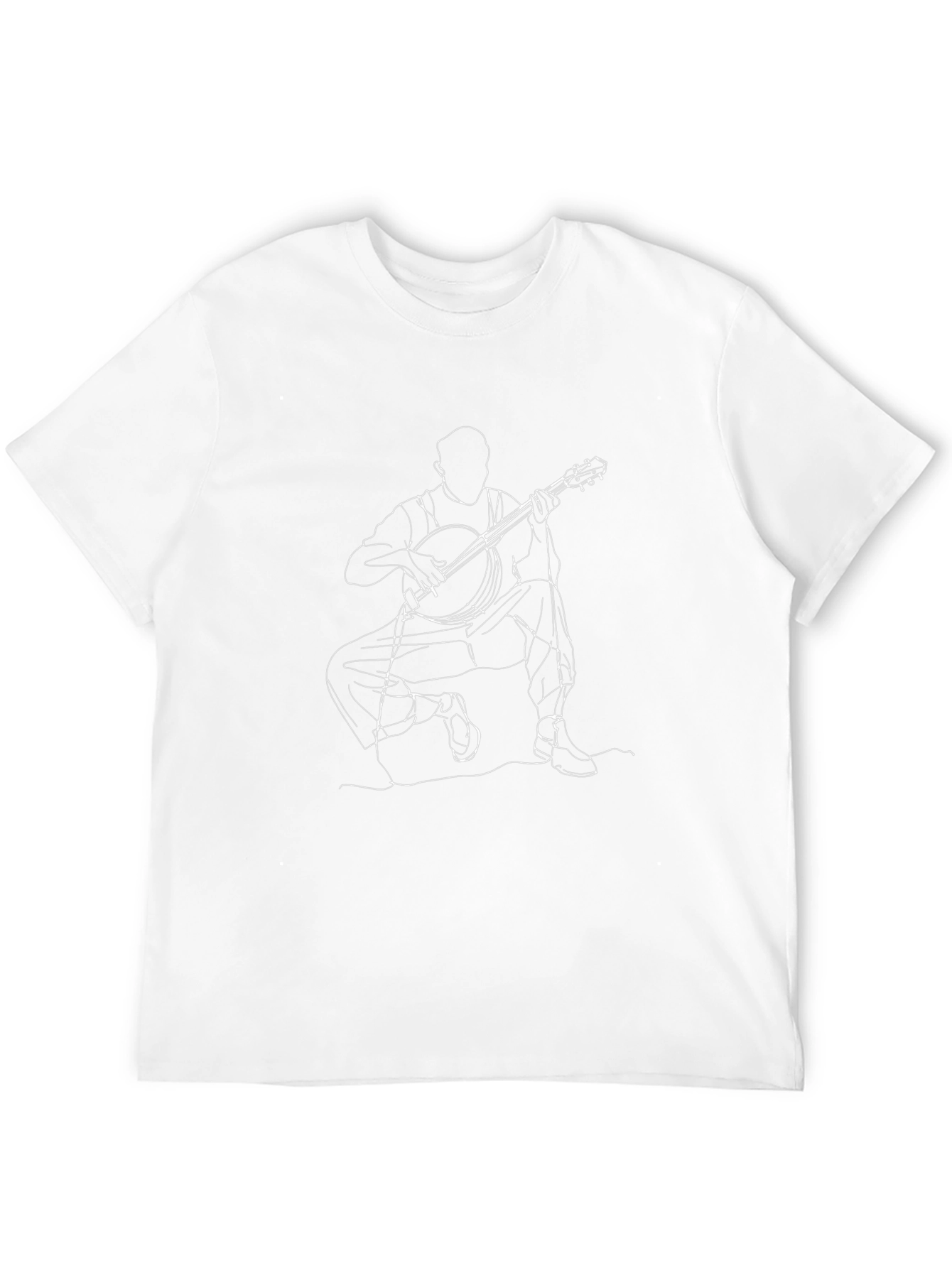 Banjo Player Line Art T-Shirt - Black