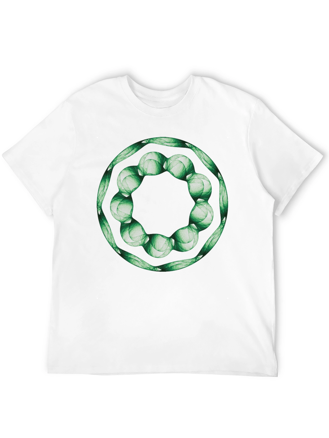 Geometric Green Floral Ring Black T-Shirt