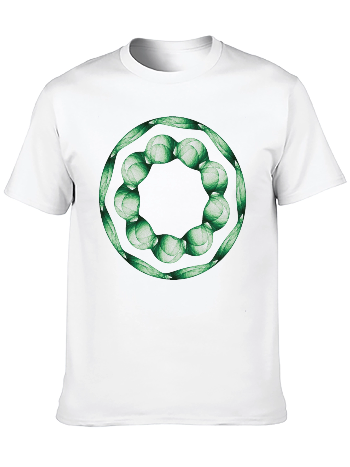 Geometric Green Floral Ring Black T-Shirt
