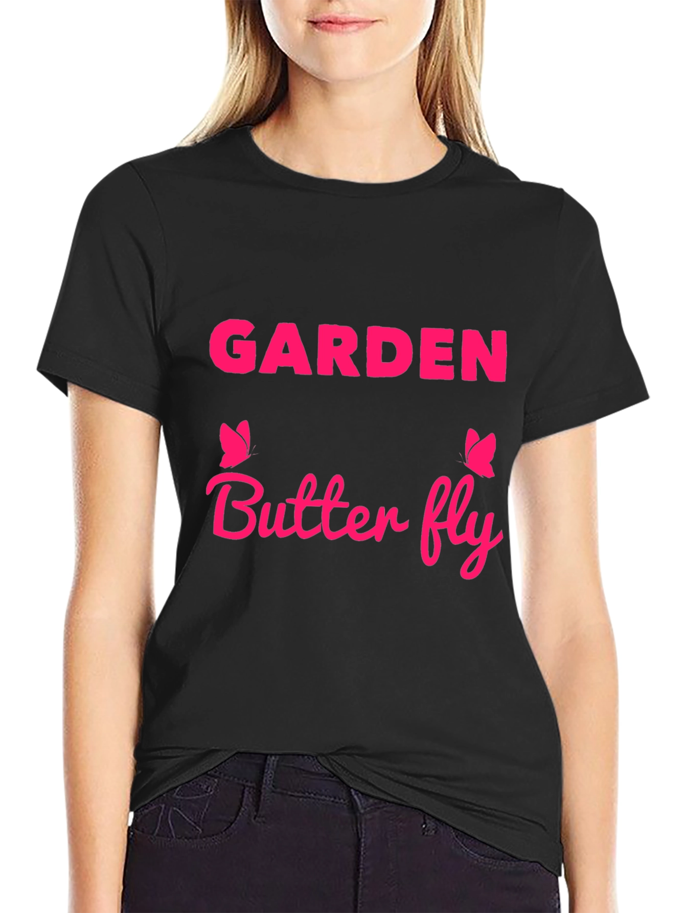 Garden Butterfly Graphic Tee - Black