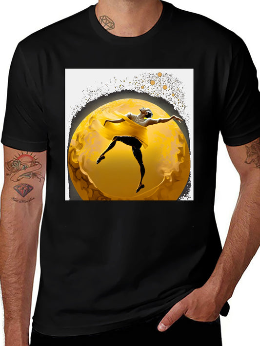 Ballerina Moon Graphic Tee - Stylish Mens Black T-Shirt