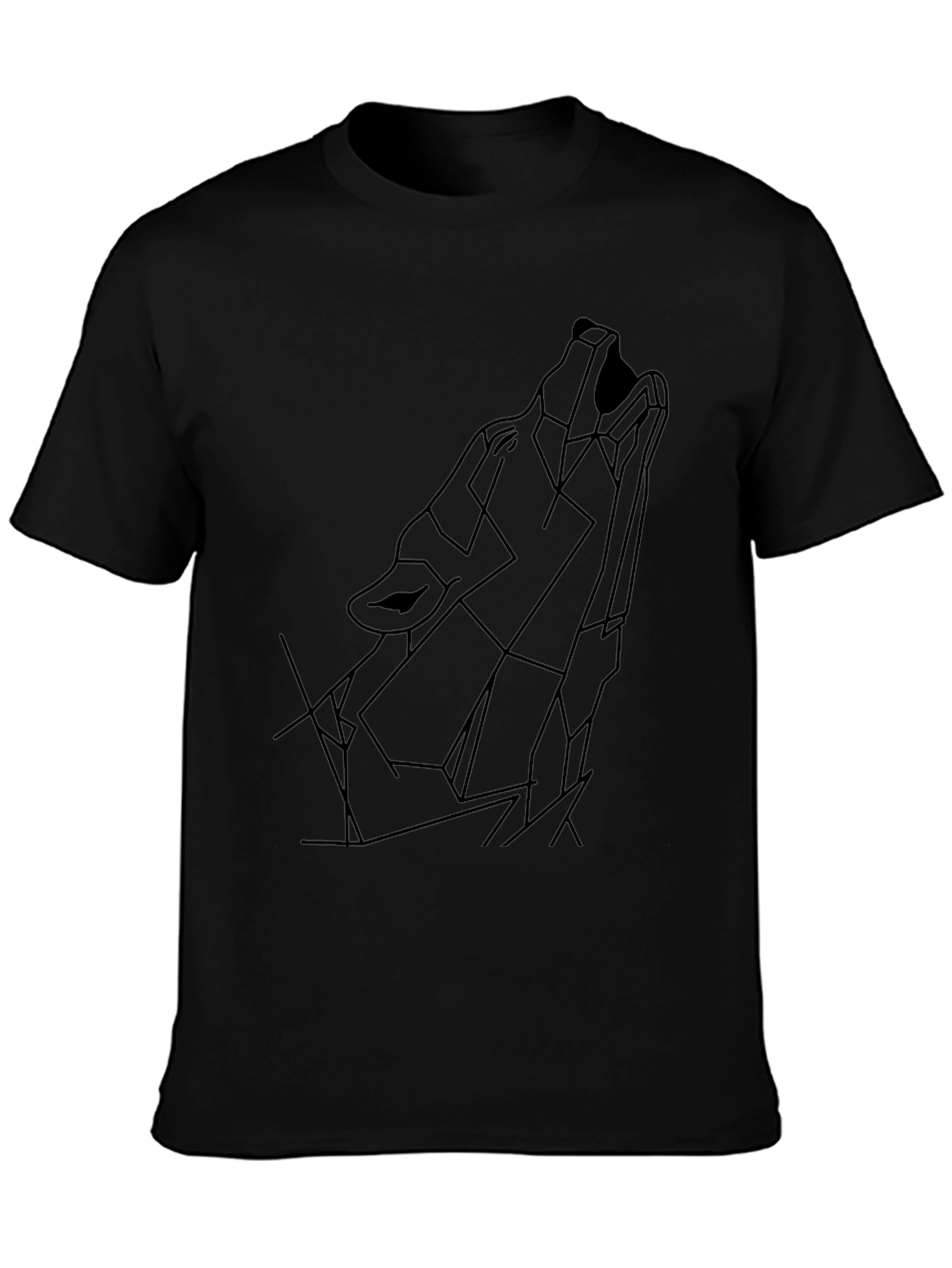 Geometric Wolf Graphic Tee - Black