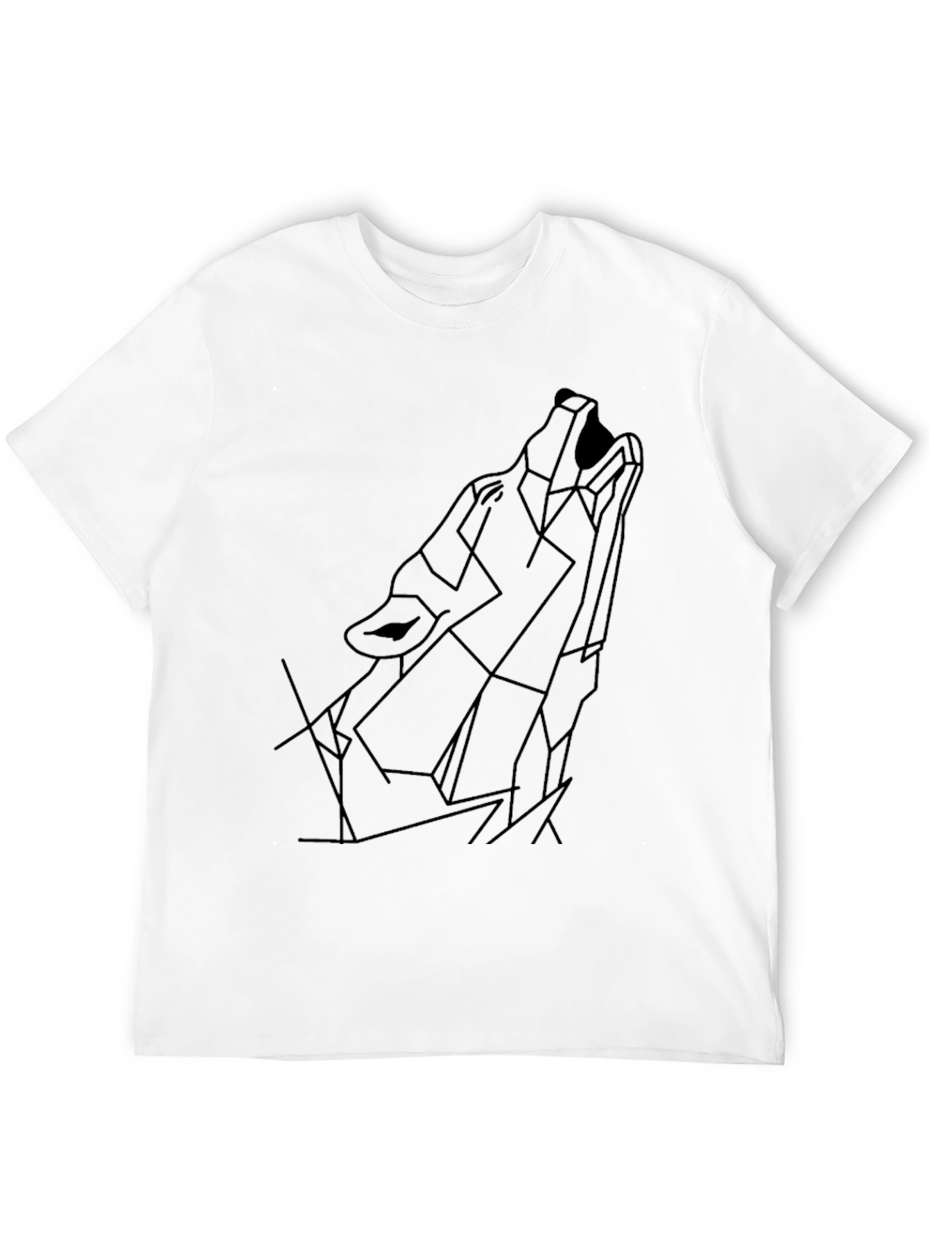 Geometric Wolf Graphic Tee - Black