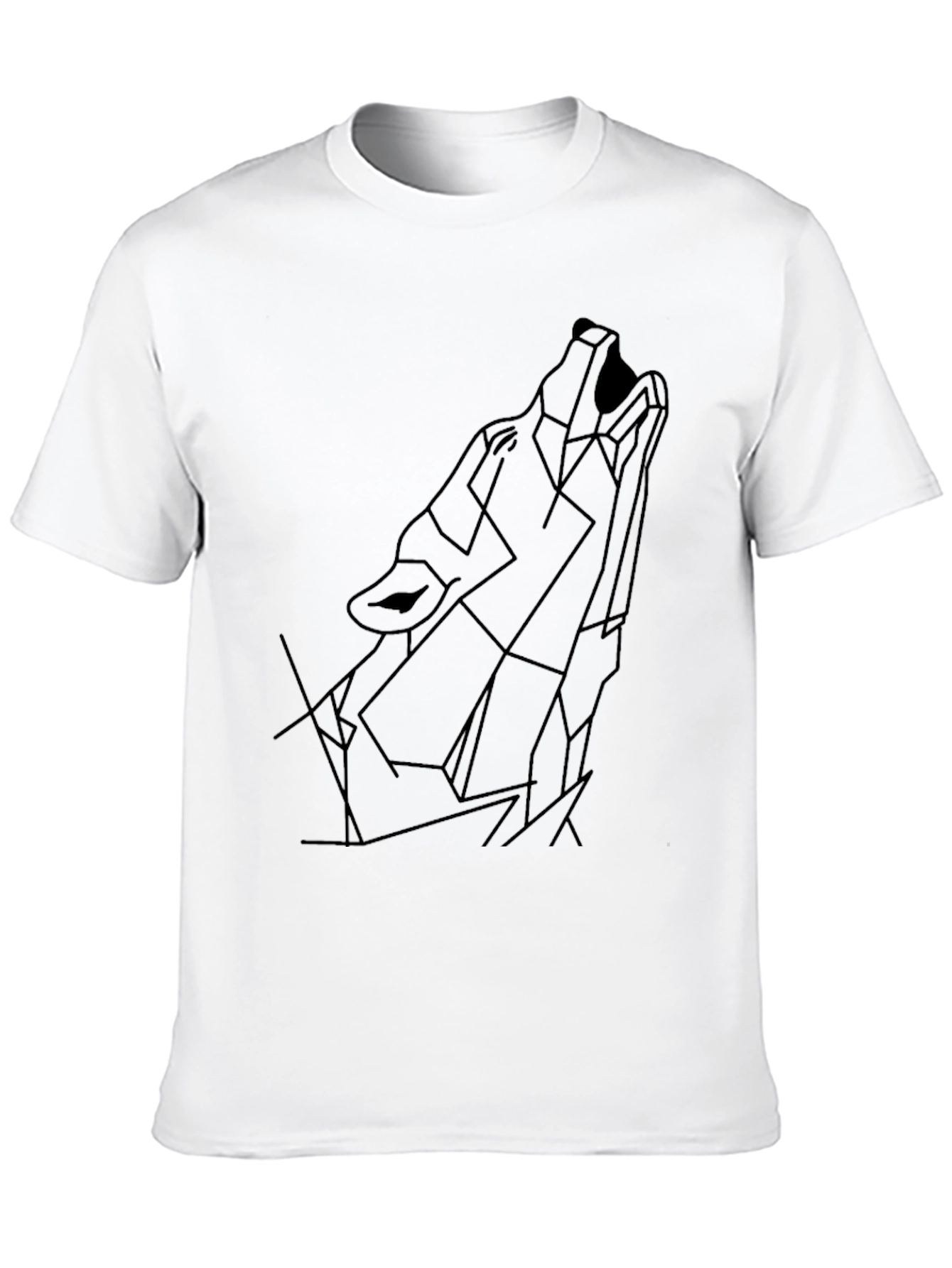 Geometric Wolf Graphic Tee - Black
