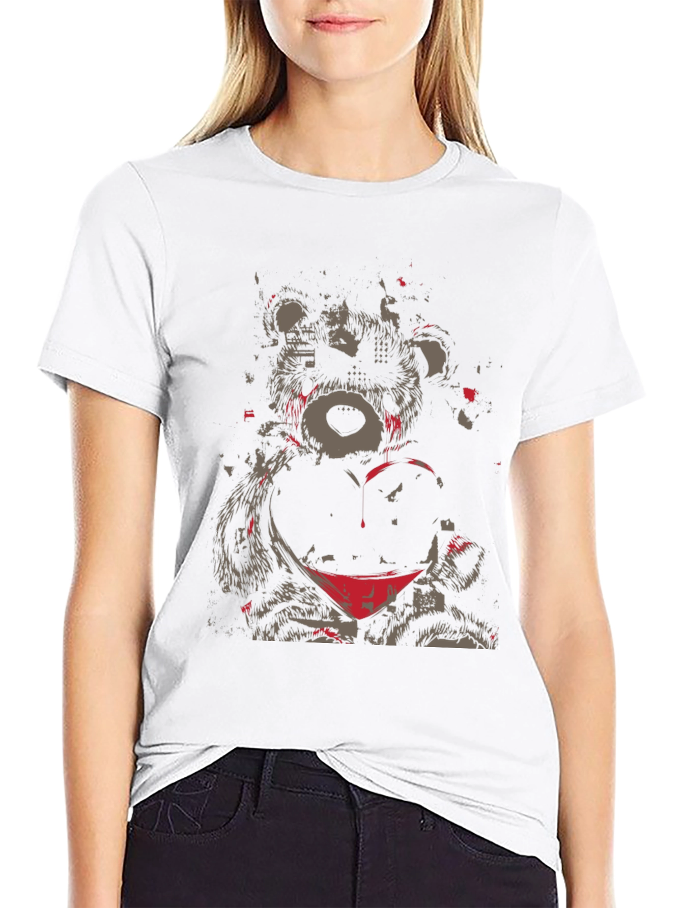 Grunge Bear Graphic Tee - Black T-Shirt