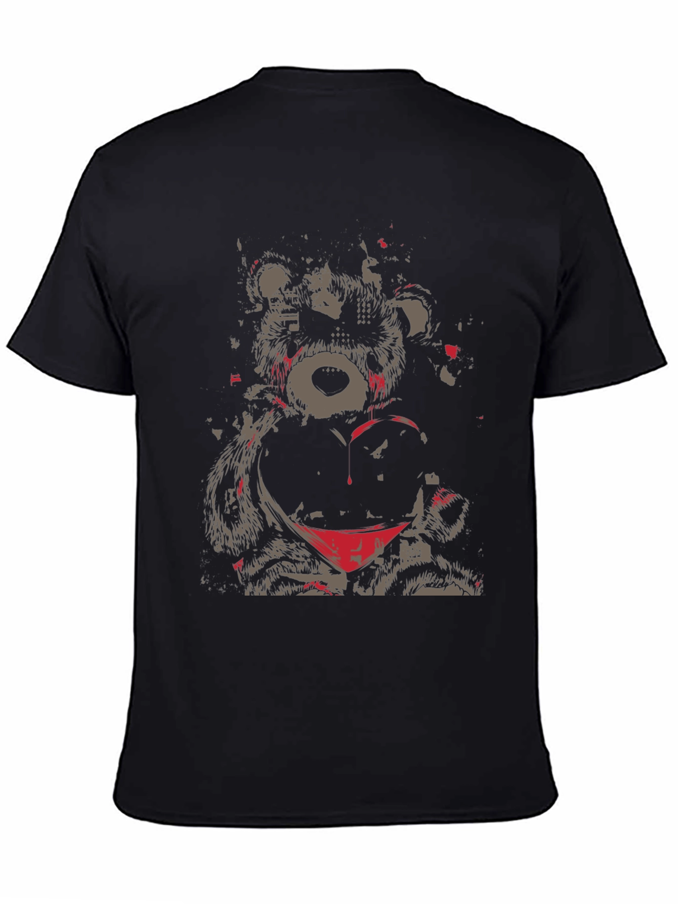 Grunge Bear Graphic Tee - Black T-Shirt